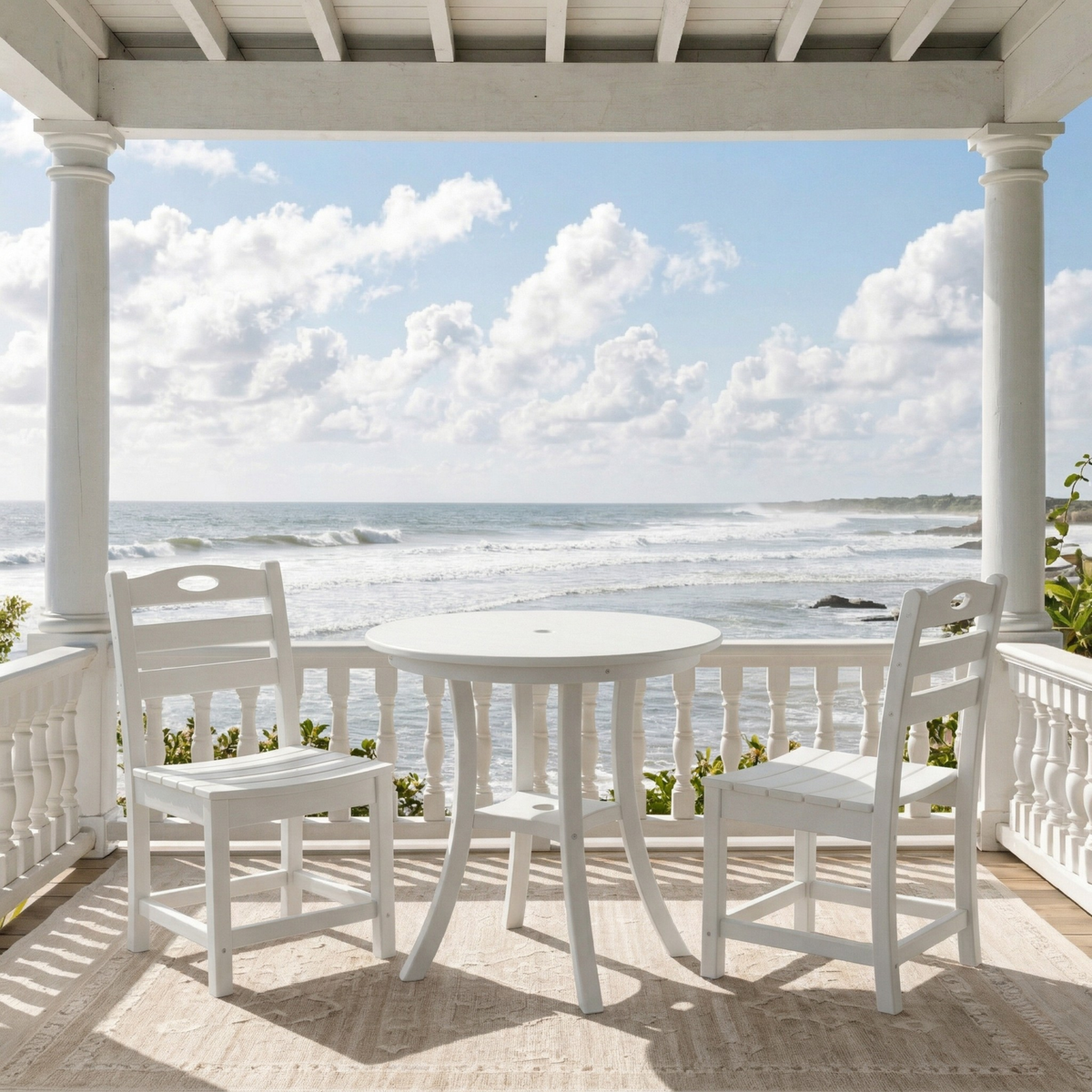 White HDPE 3-Piece Bistro Set for 2