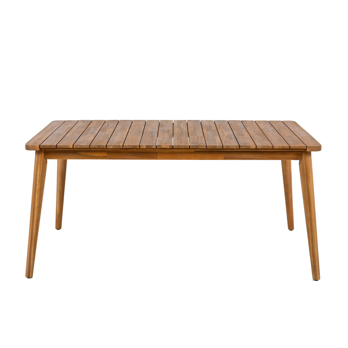 Teak Finish Solid Wood Outdoor Dining Table, 63 in Wide