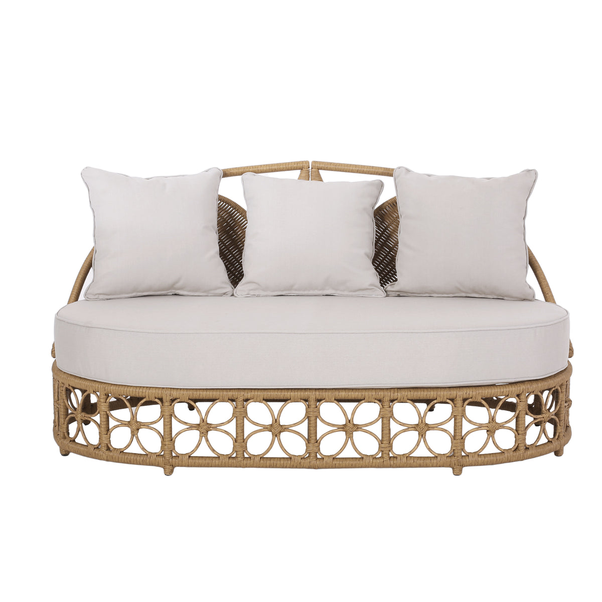 Light Brown Wicker Outdoor Daybed