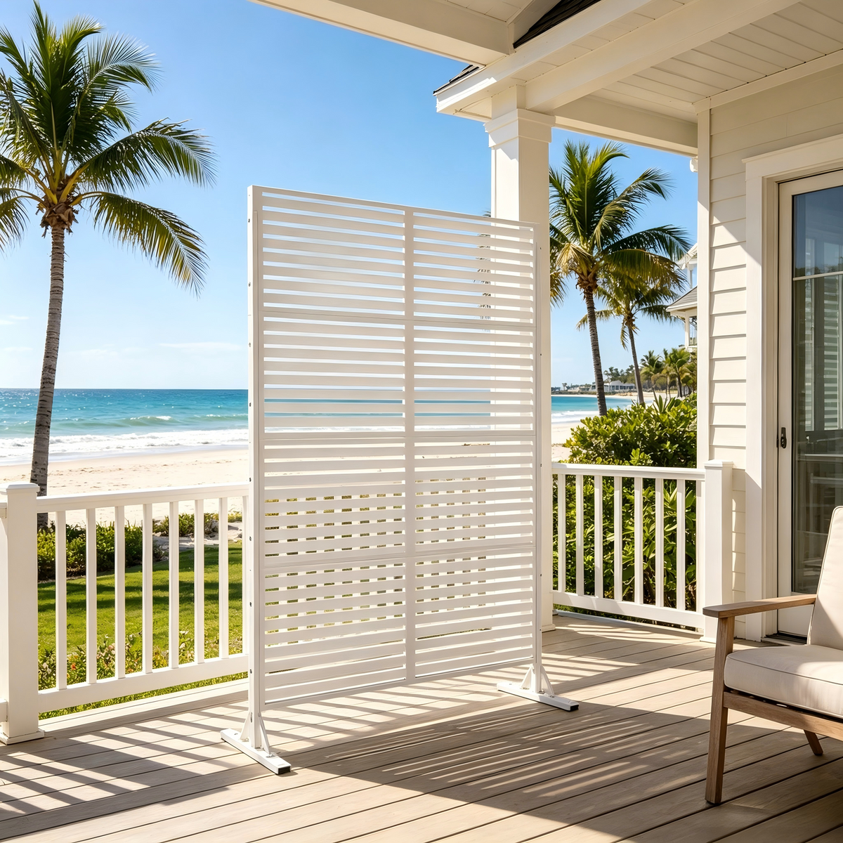 White Metal Outdoor Privacy Screen