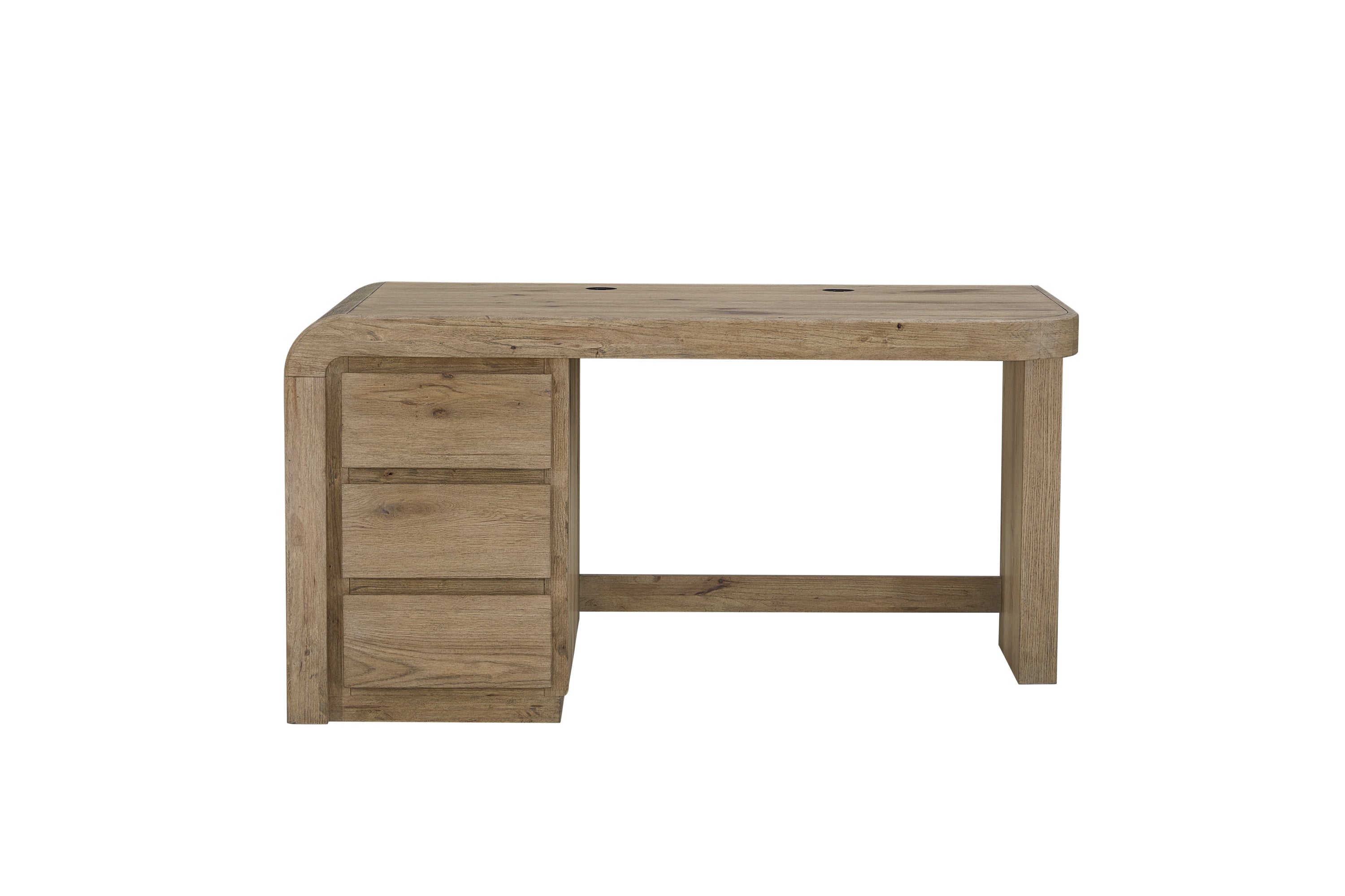 Modern Solid Wood Executive Desk, 58 in, Oak