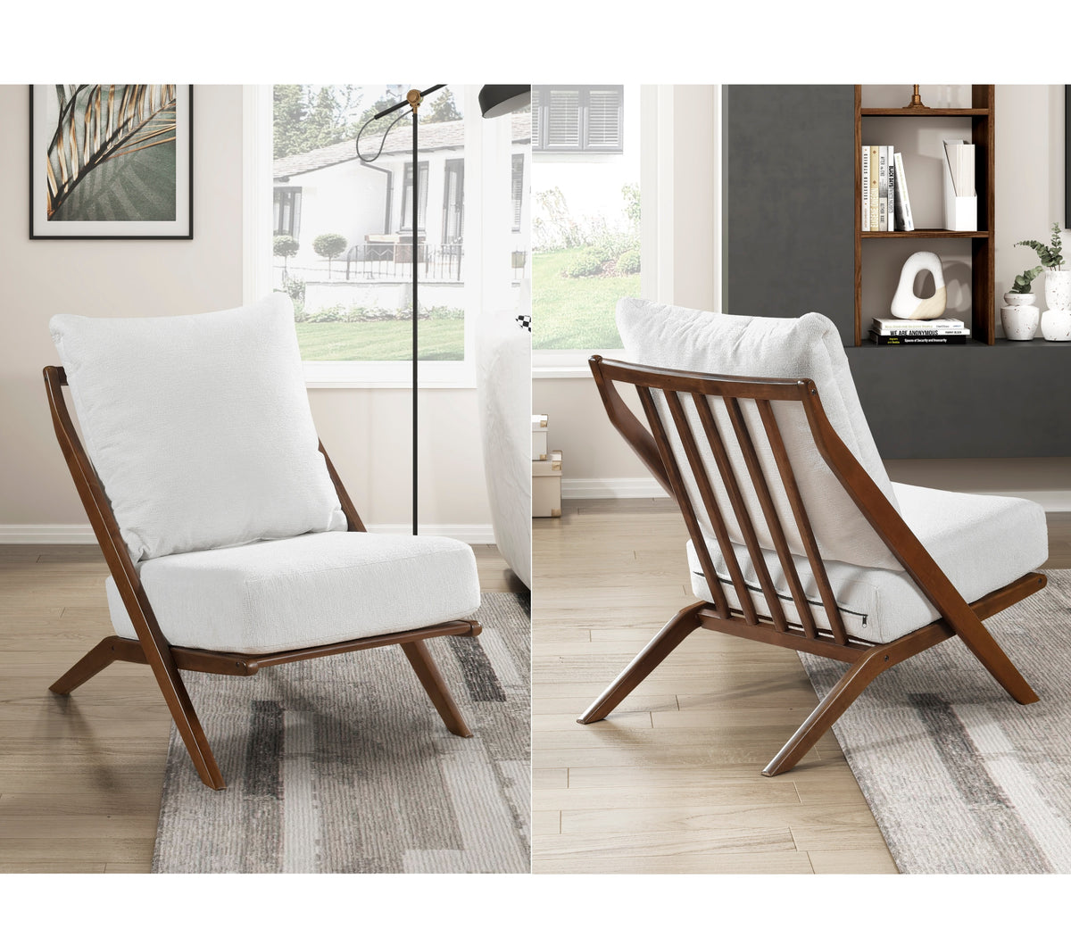 Beige Chenille Accent Chair, 24 in Wide