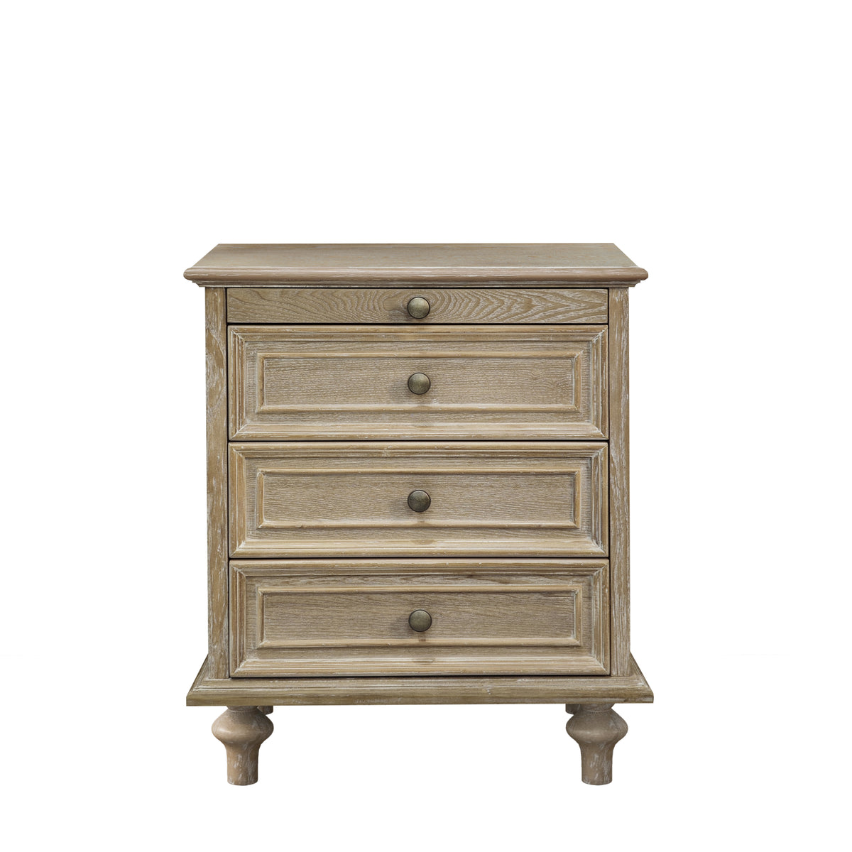 4 Drawer Nightstand with Pull-Out Tray, Natural and White