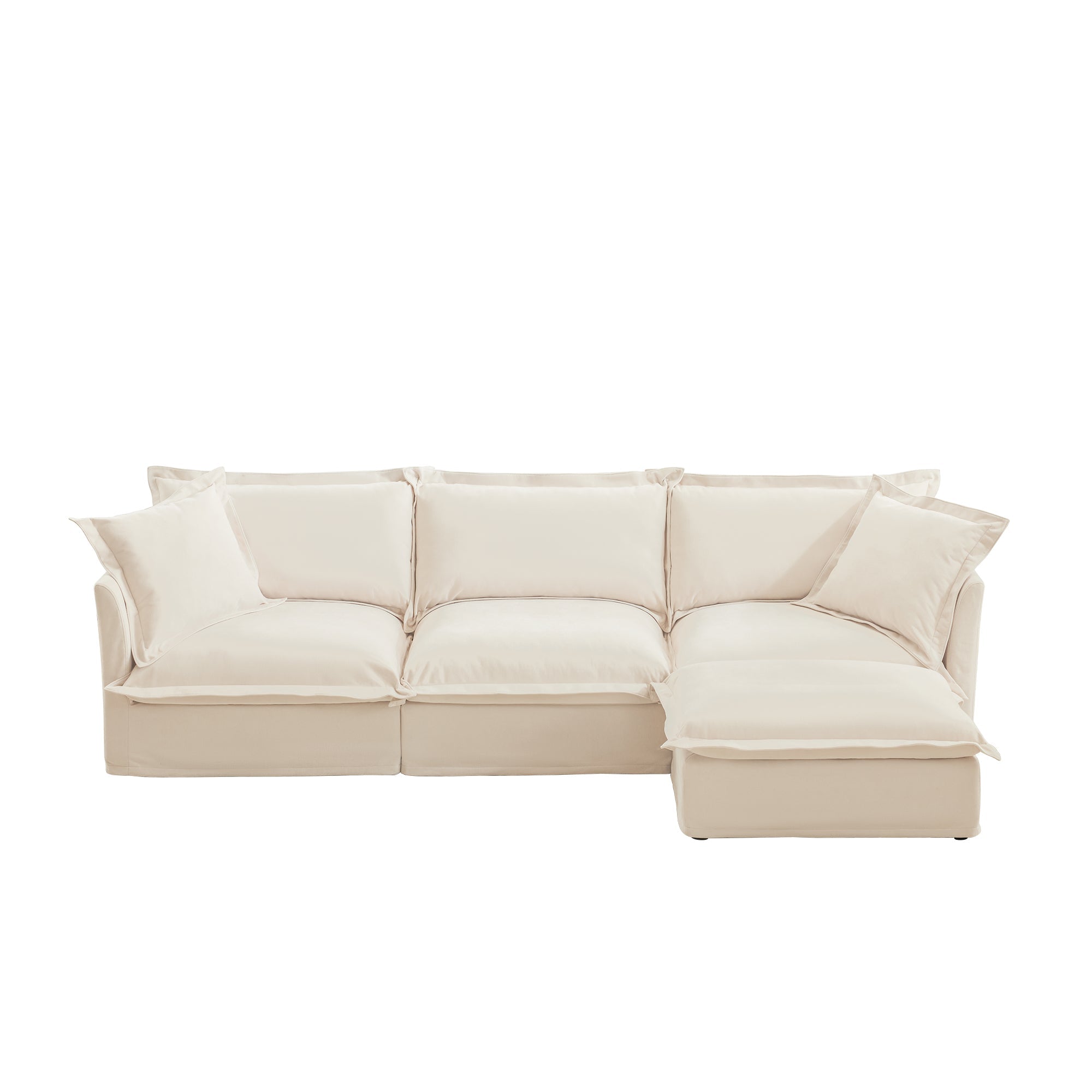 Fluffy 3-Seat Modular Sofa in Chenille Cream #OttOnly_1 #Fabric_Chenille Cream