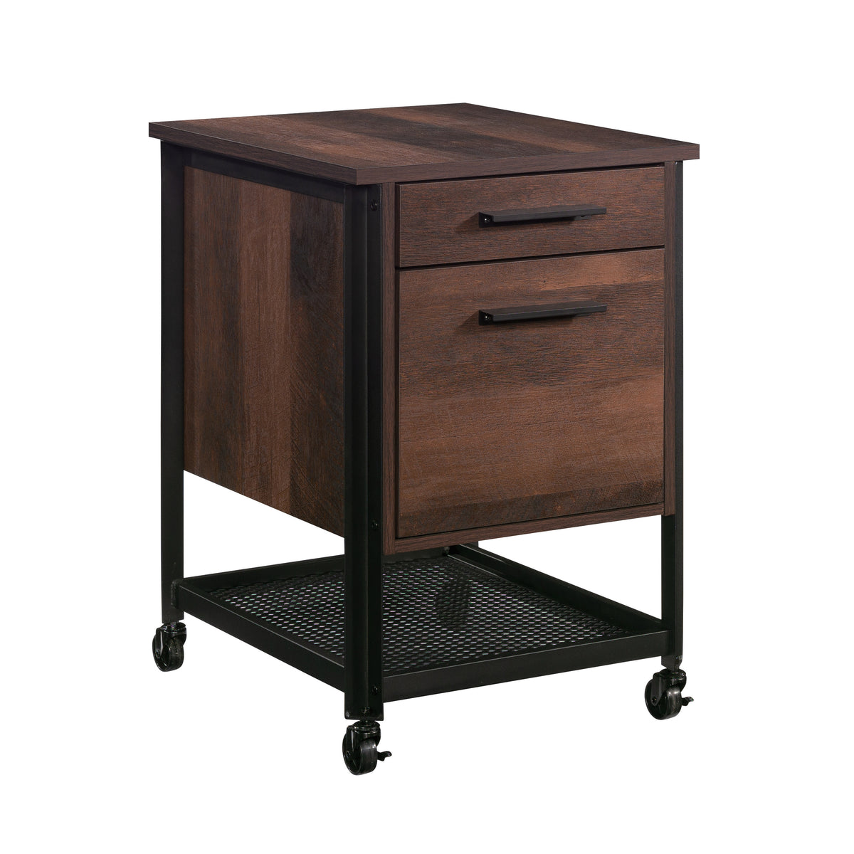 Rolling File Cabinet, 2 Drawers, 26.6 in Tall, Oak