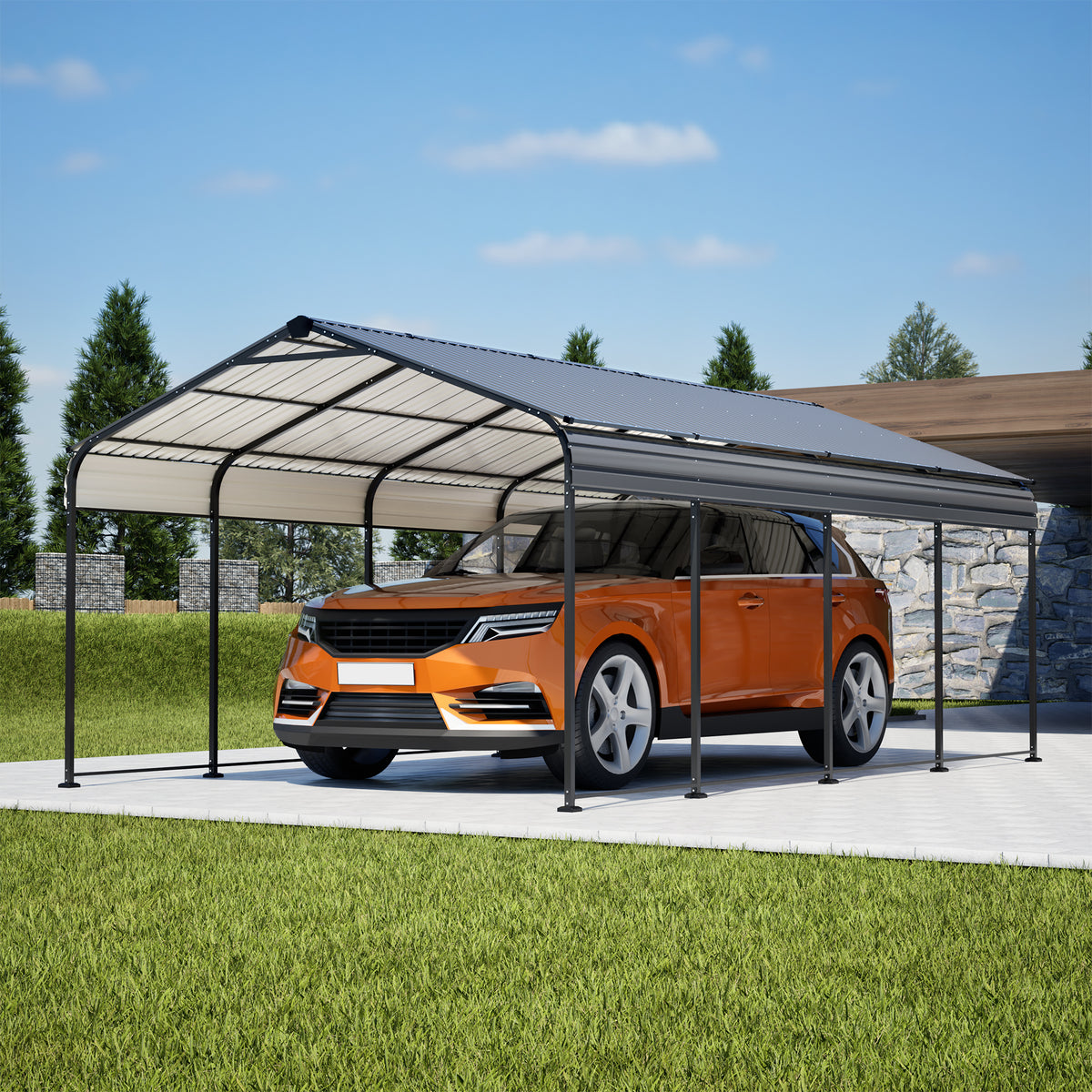 12x20 ft Black Metal Carport