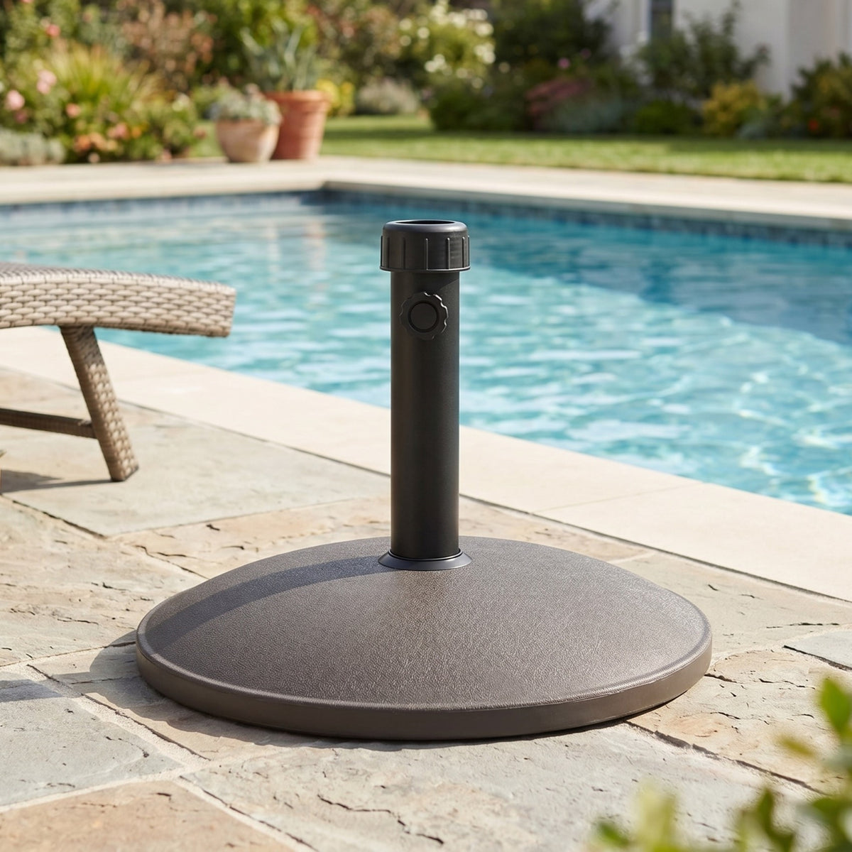 Brown Concrete Patio Umbrella Base