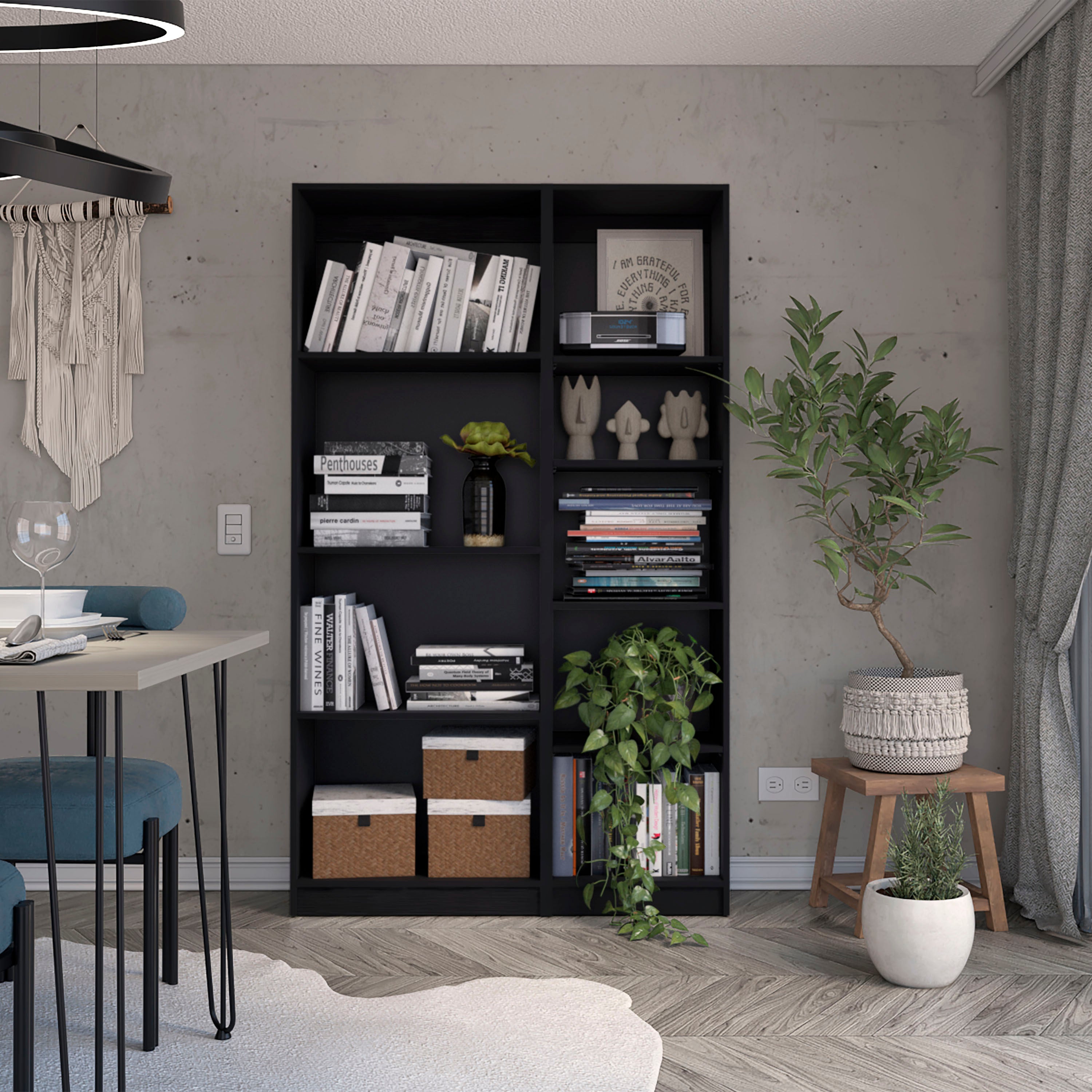 Storage Cabinet, 9 Shelves, 71.1 in Tall, Black