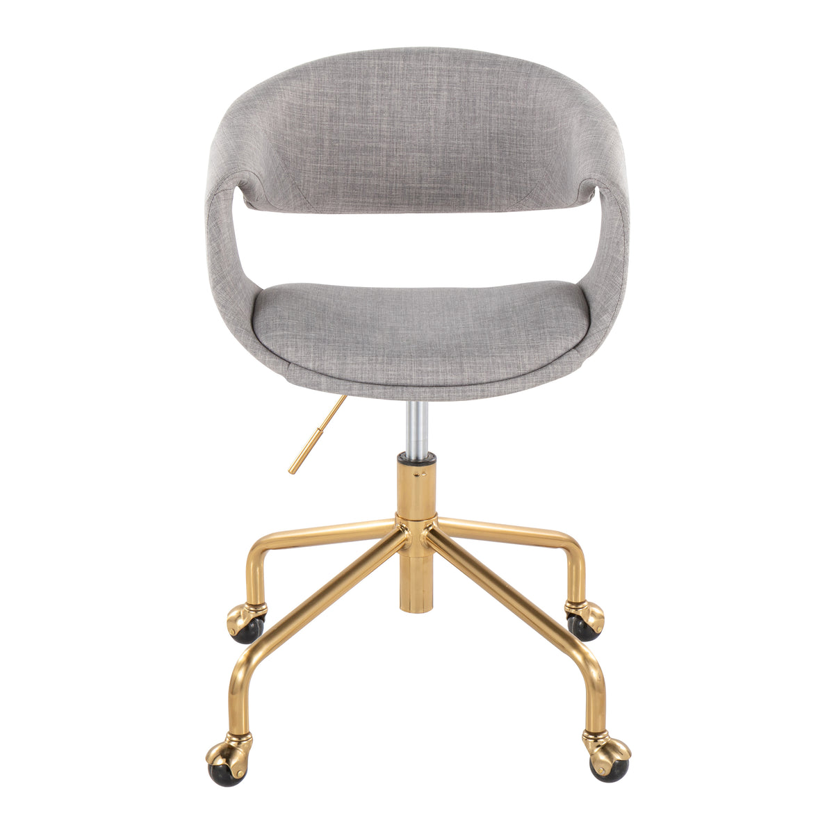 Gray Fabric Office Chair with Gold Base, Swivel, 250 lb, 34.3 in Tall