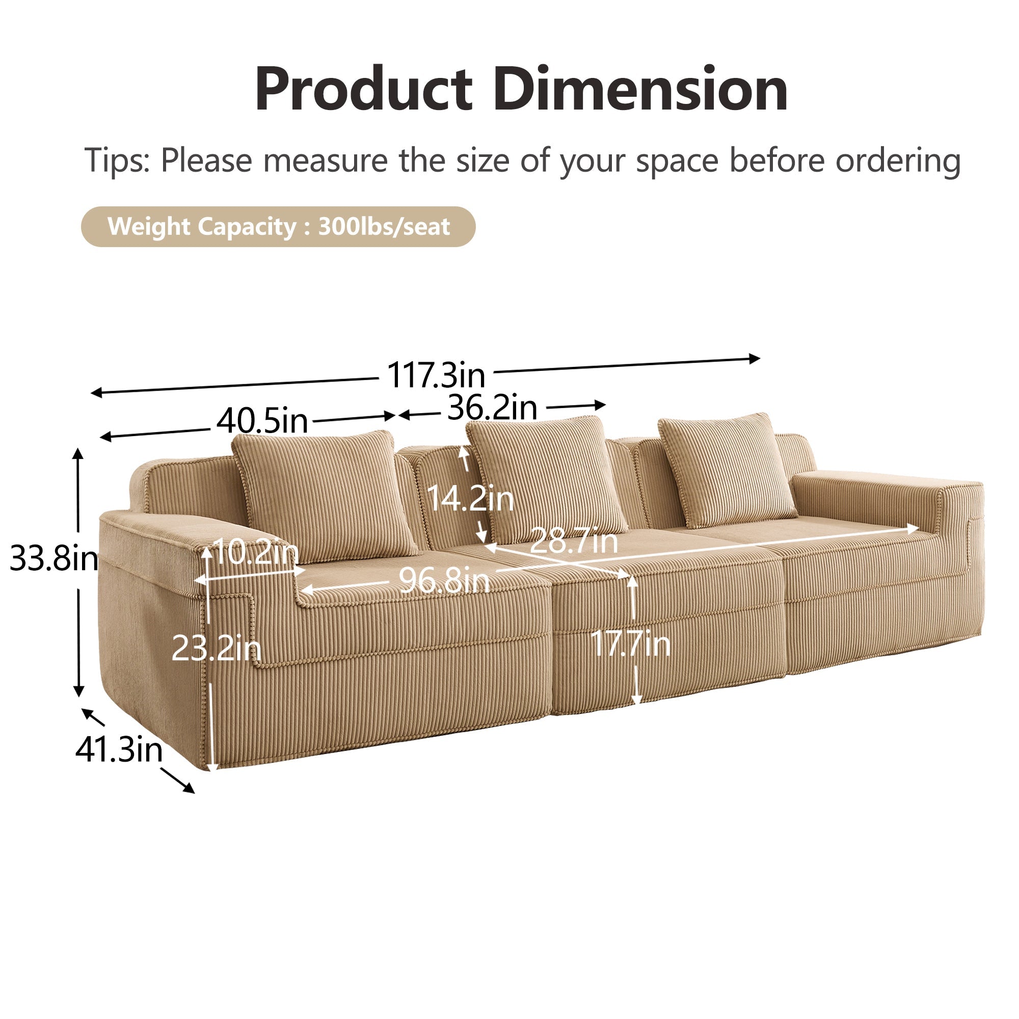 Hudson 3-Seat Boneless Couch in Camel #OttOnly_0 #Color_Camel
