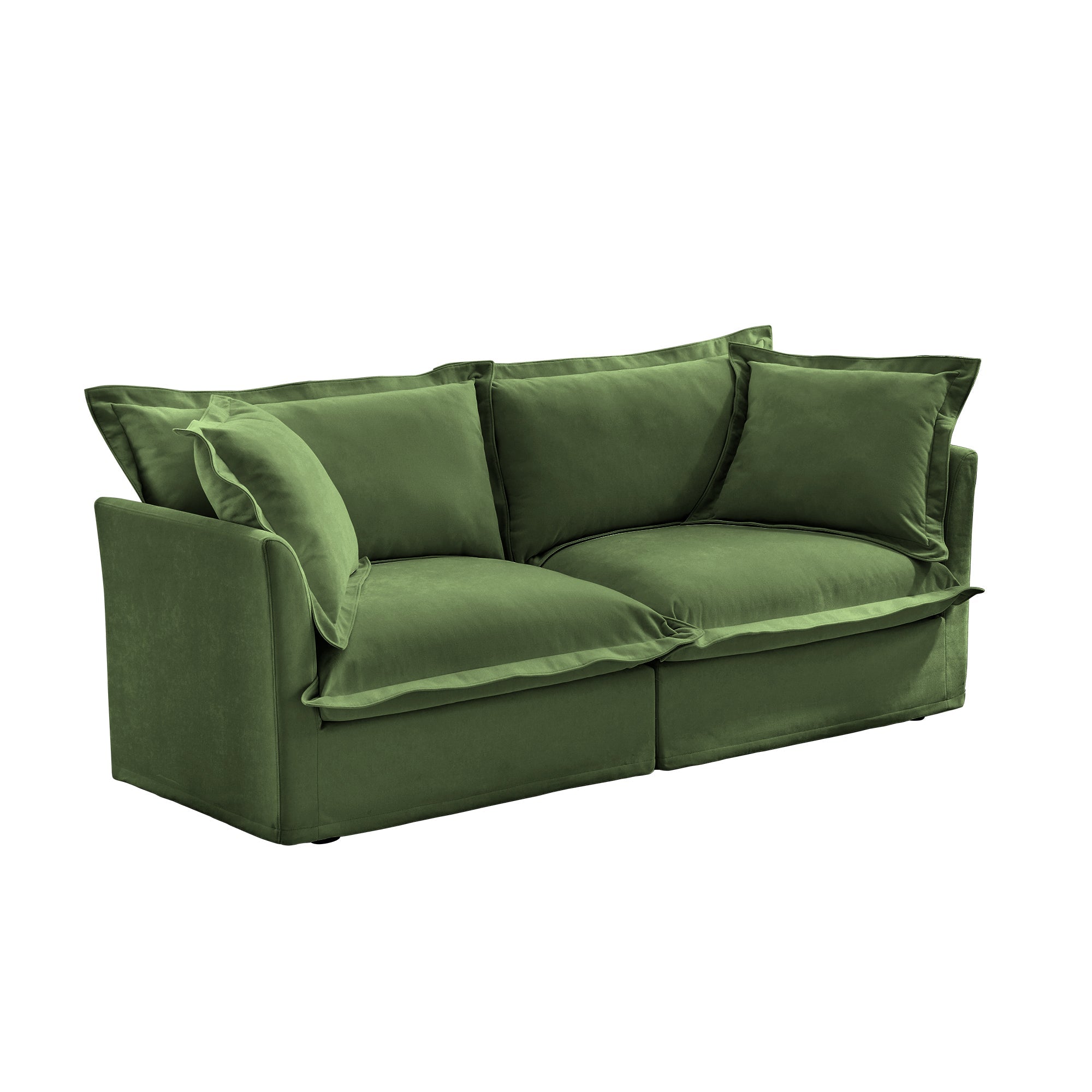 Fluffy 2-Seat Modular Sofa in Chenille Olive #OttOnly_0 #Fabric_Chenille Olive