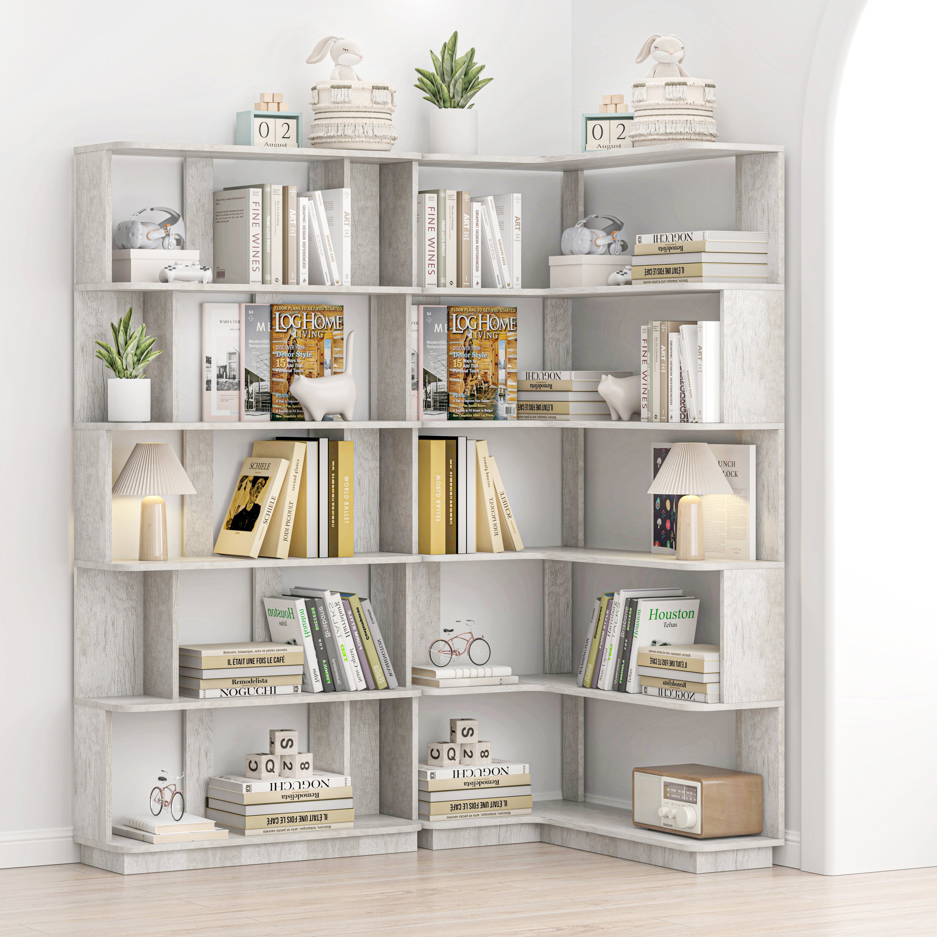 Bookcase, 66.9 in, Light Gray
