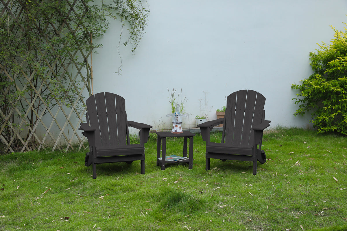 Gray HDPE Folding 3-Piece Patio Conversation Set