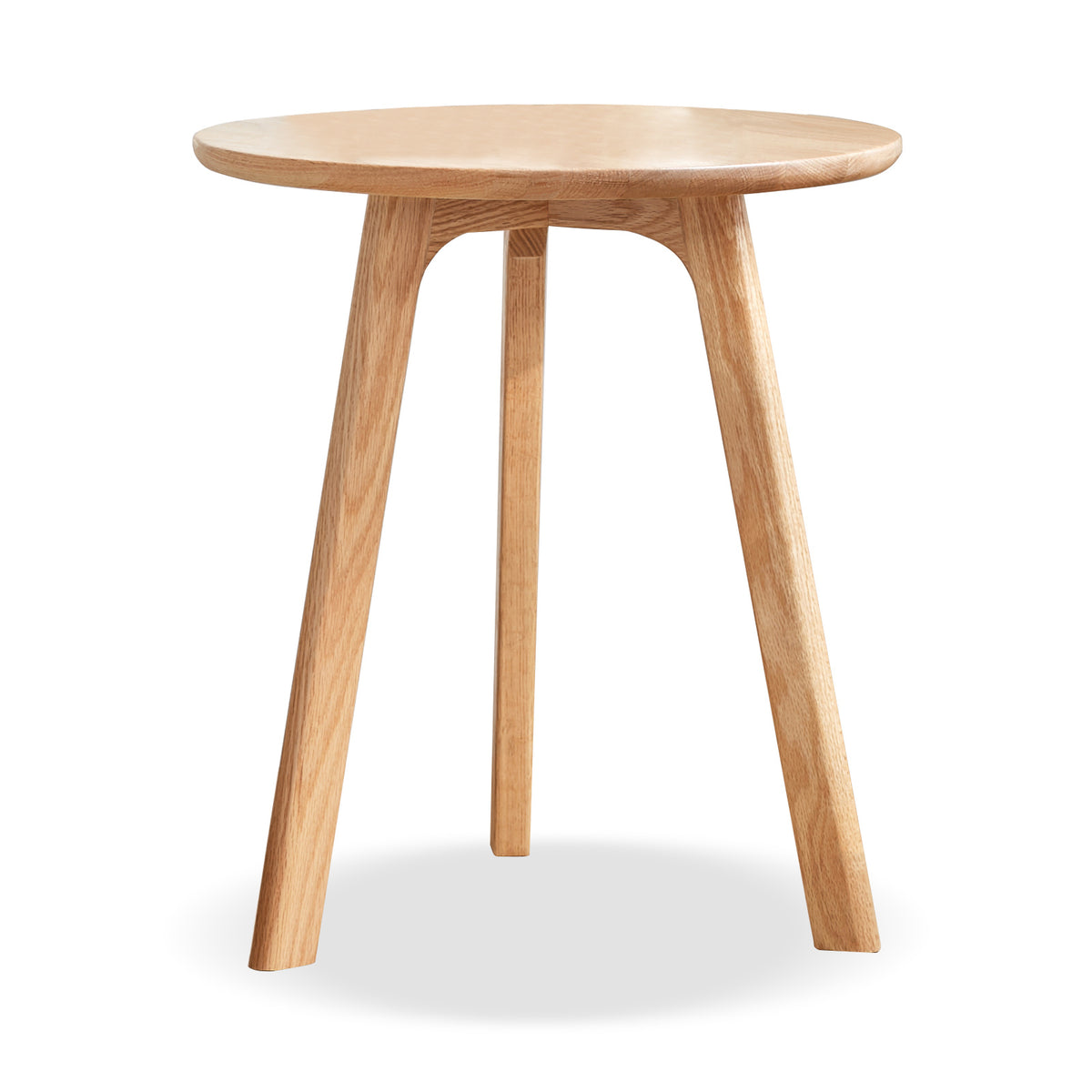 Natural Solid Oak Small Round Side Table, 17.7 in