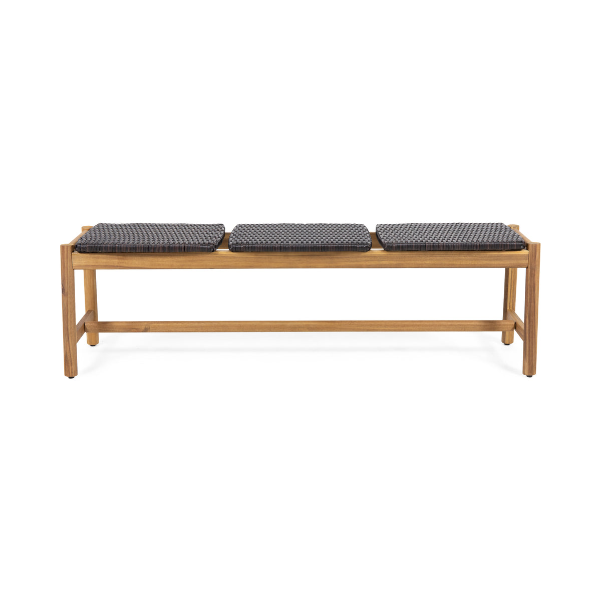 Teak Finish Solid Wood Outdoor Bench, 61.5 in Wide