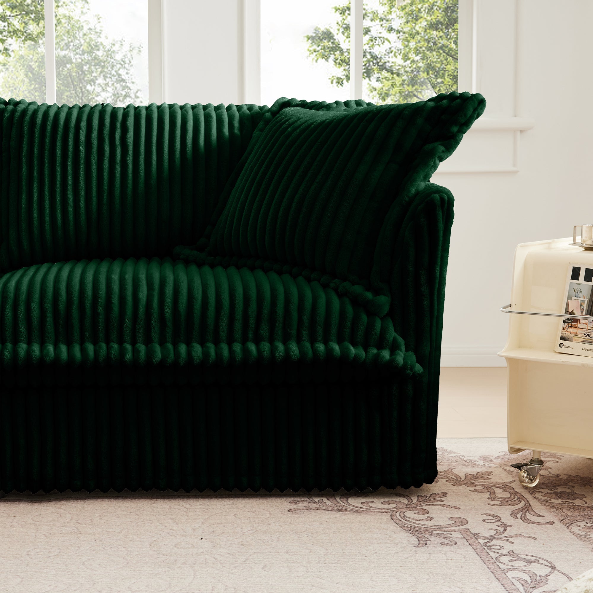 Fluffy 4-Seat Modular Sofa in Corduroy Emerald #OttOnly_2 #Fabric_Corduroy Emerald