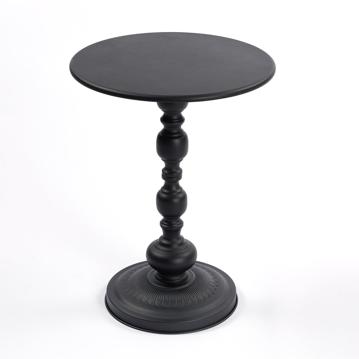 Black Metal Round Pedestal Side Table, 15.7 in