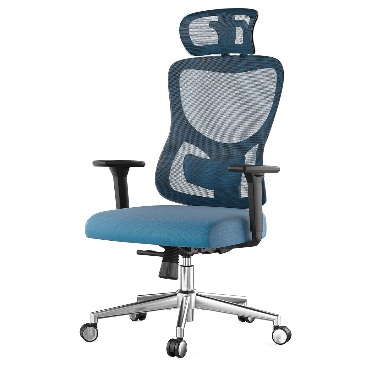 Black Mesh Office Chair, Lumbar Support, 48.8 in Tall
