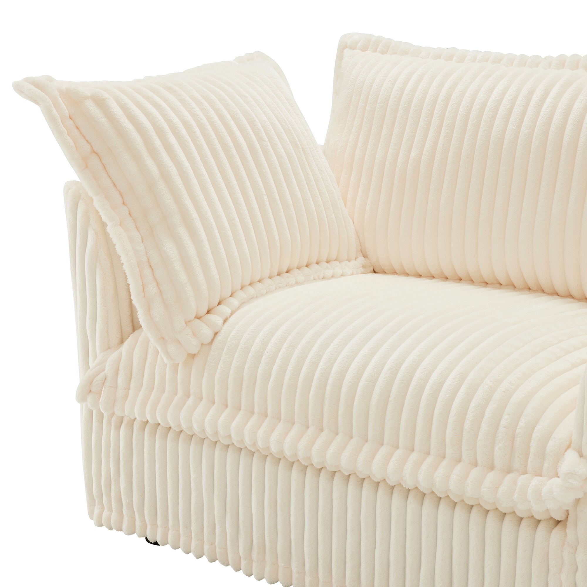 Fluffy Lounge Chair in Corduroy Cream #Fabric_Corduroy Cream