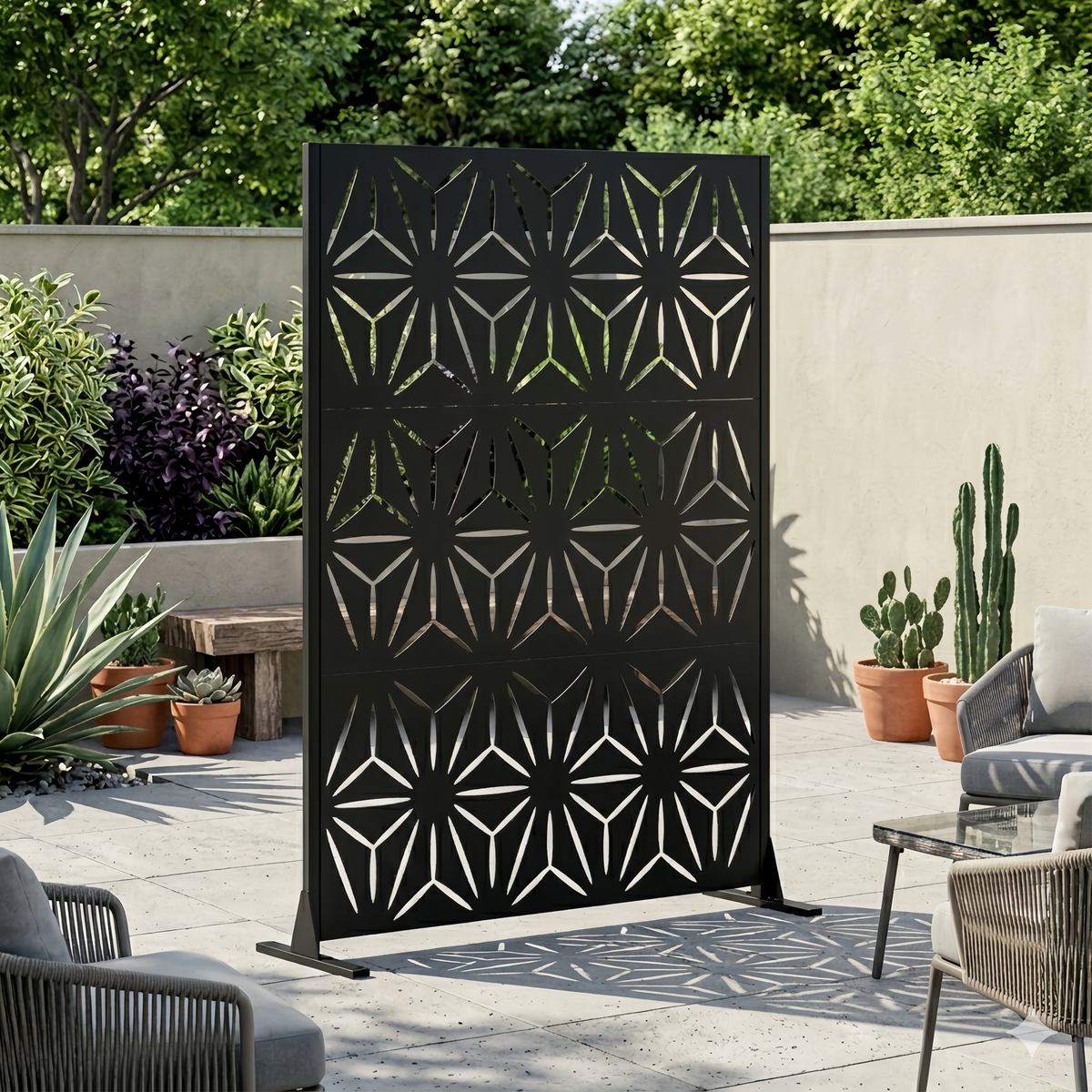 Black Metal Outdoor Privacy Screen