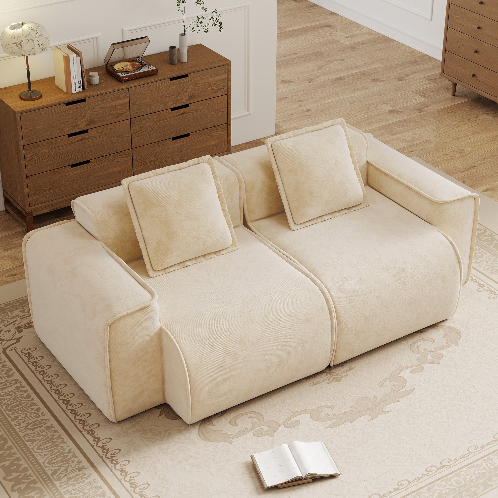 Seneca 2-Seat Boneless Couch in Camel #OttOnly_0 #Color_Camel