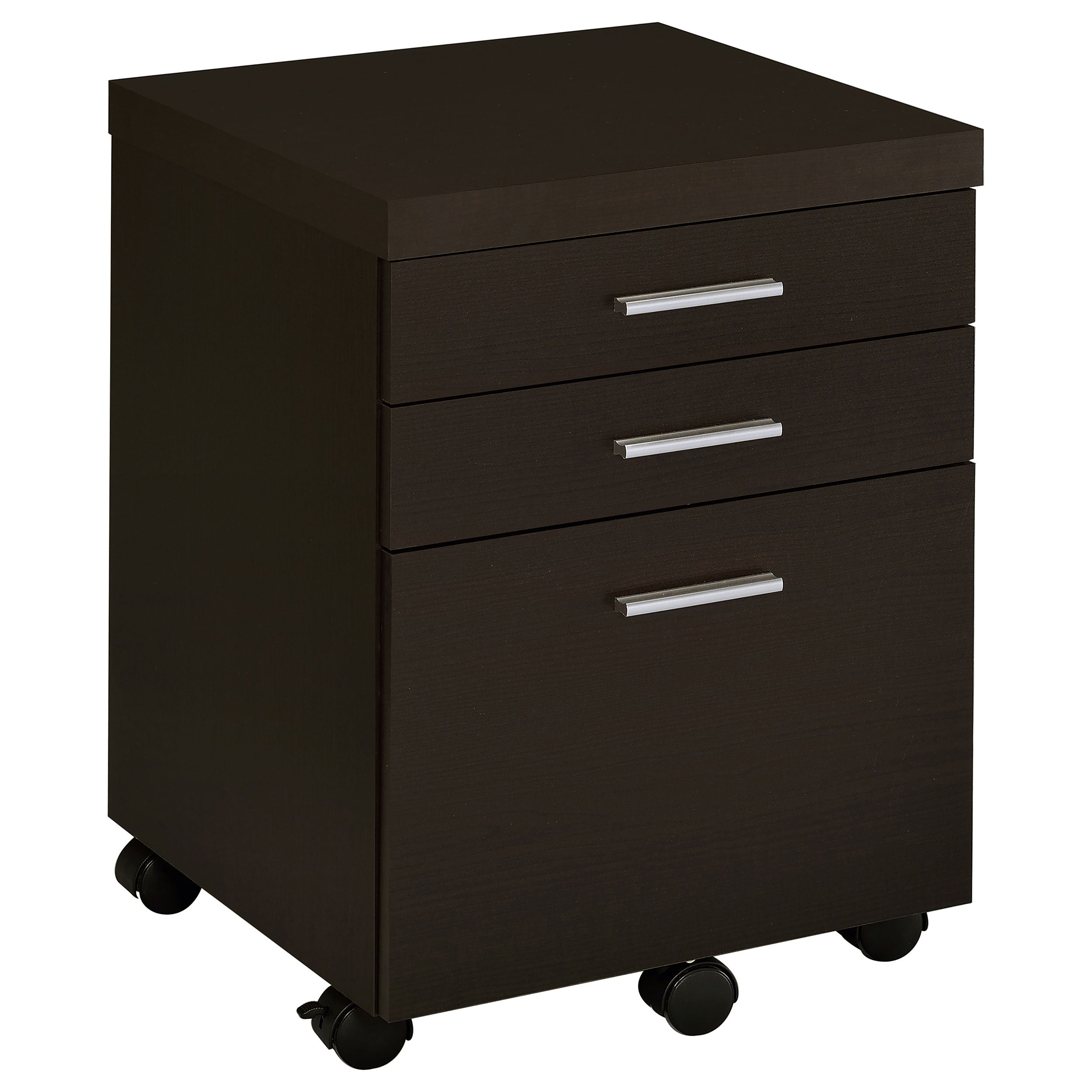 Rolling Modern File Cabinet, 3 Drawers, 25.5 in Tall