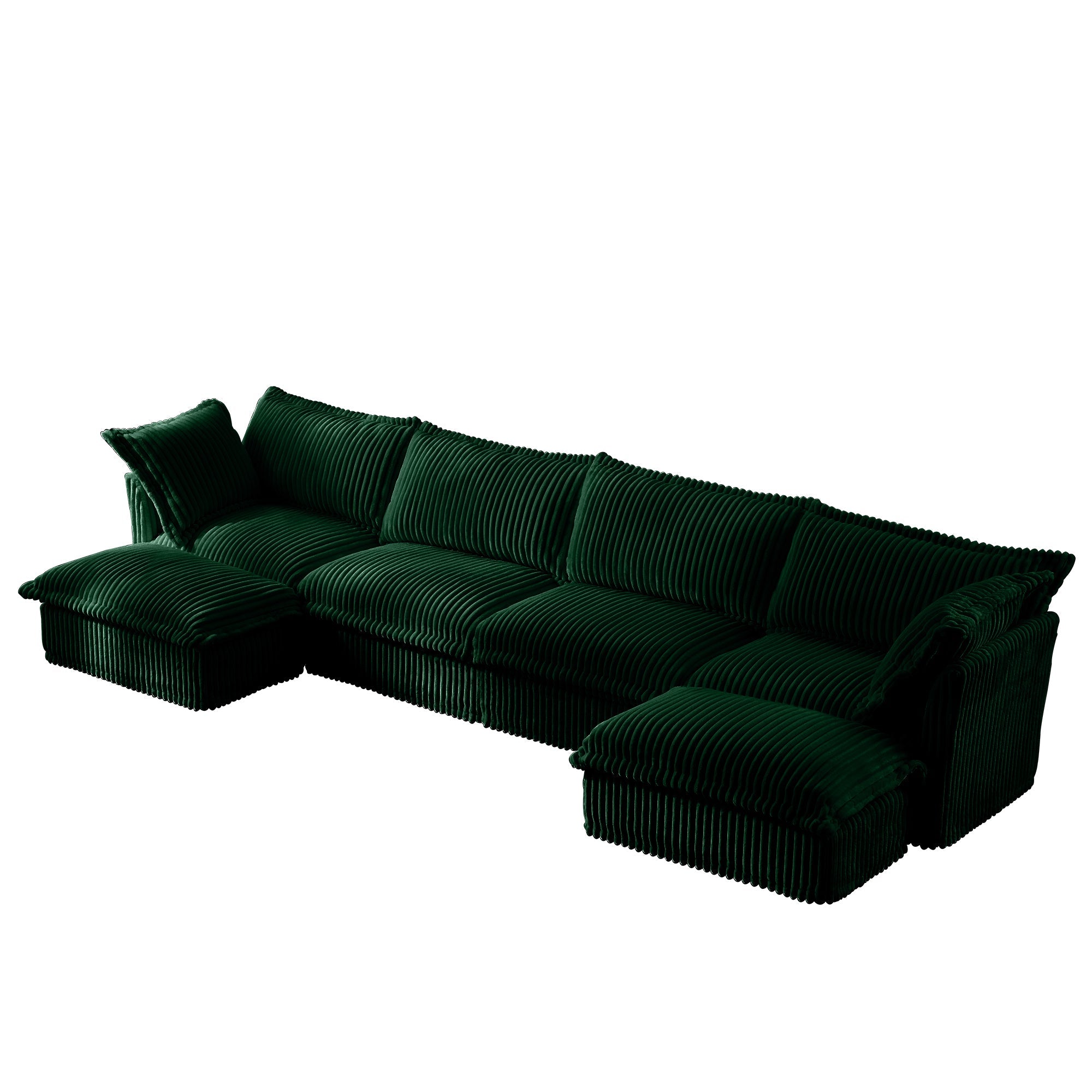 Fluffy 4-Seat Modular Sofa in Corduroy Emerald #OttOnly_2 #Fabric_Corduroy Emerald