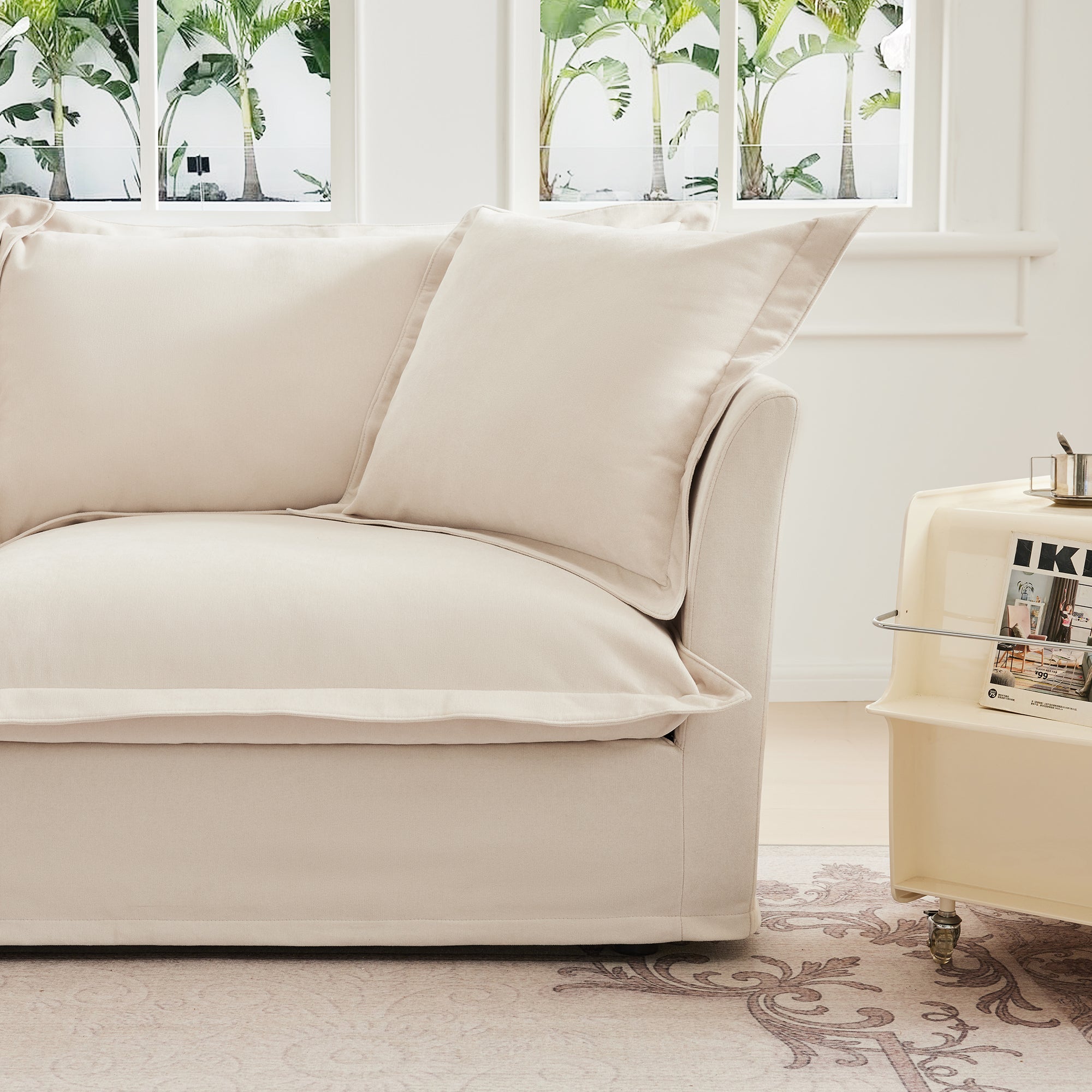 Fluffy 4-Seat Modular Sofa in Chenille Cream #OttOnly_2 #Fabric_Chenille Cream