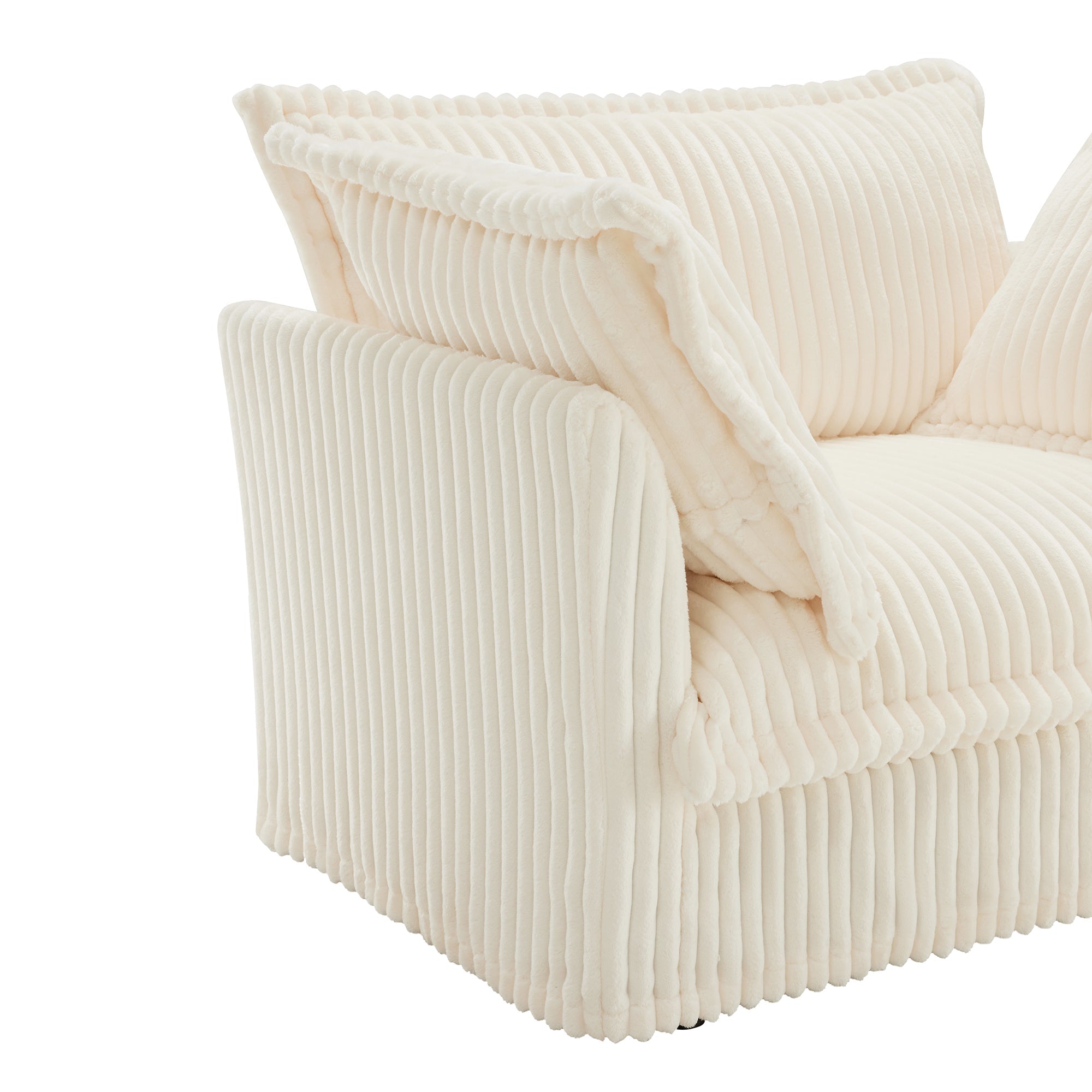 Fluffy 4-Seat Modular Sofa in Corduroy Cream #OttOnly_1 #Fabric_Corduroy Cream