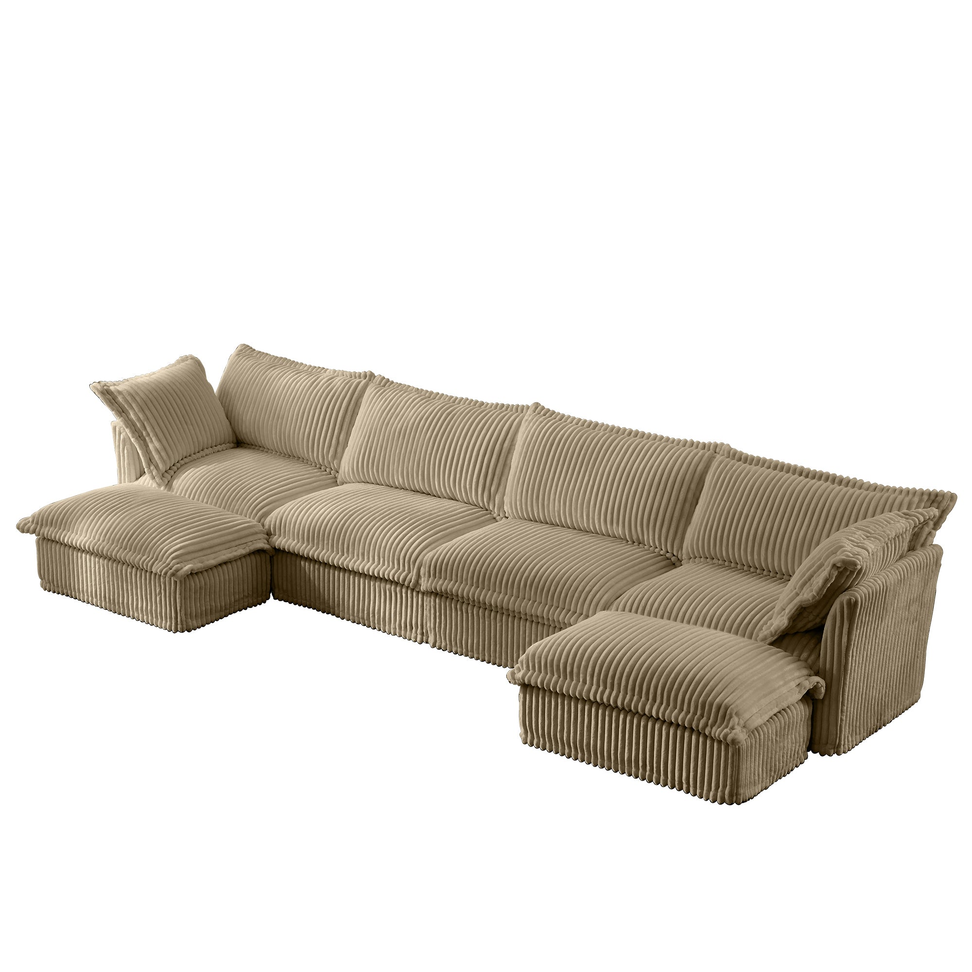 Fluffy 4-Seat Modular Sofa in Corduroy Camel #OttOnly_2 #Fabric_Corduroy Camel