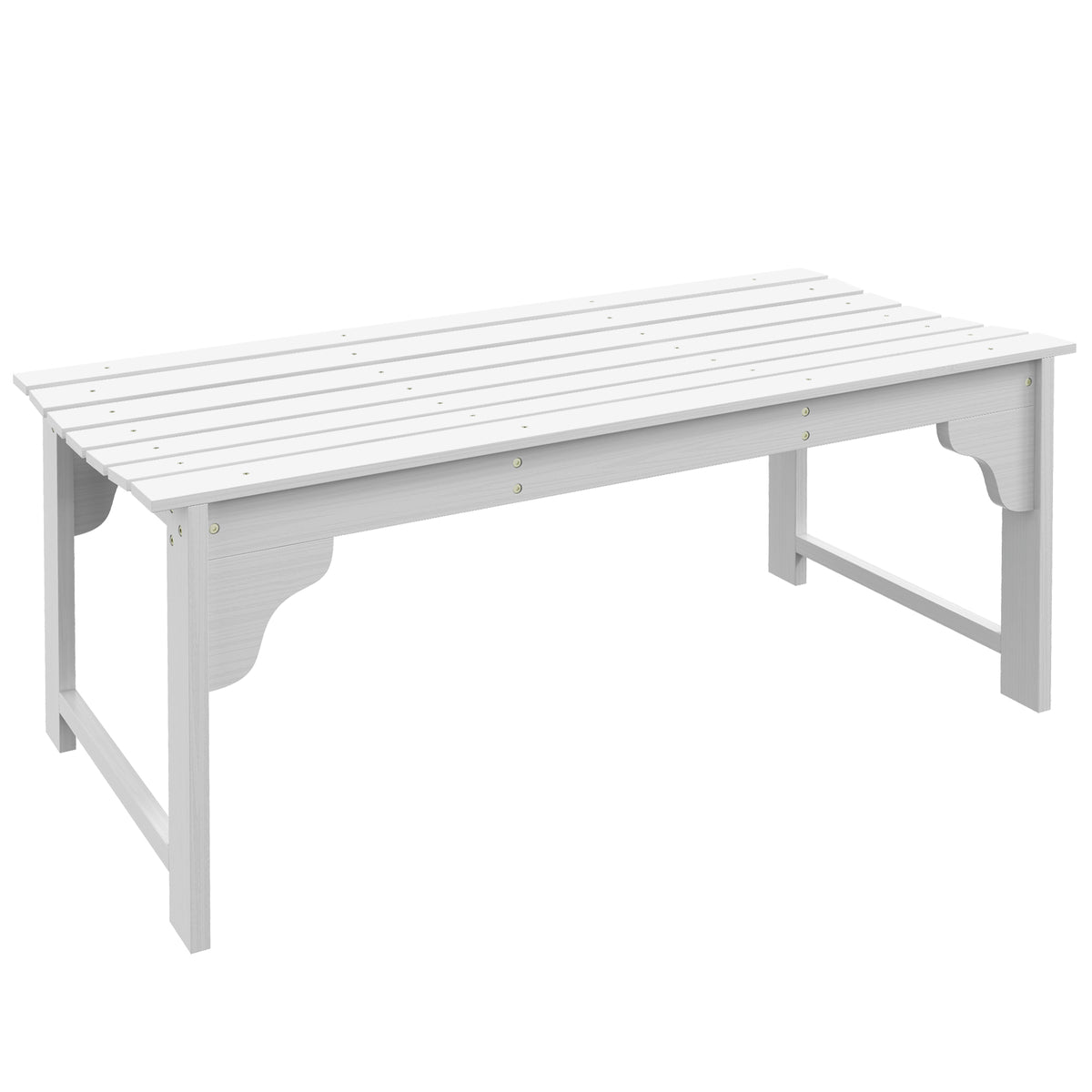 White Solid Wood Backless Outdoor Bench, 45.3 in Wide
