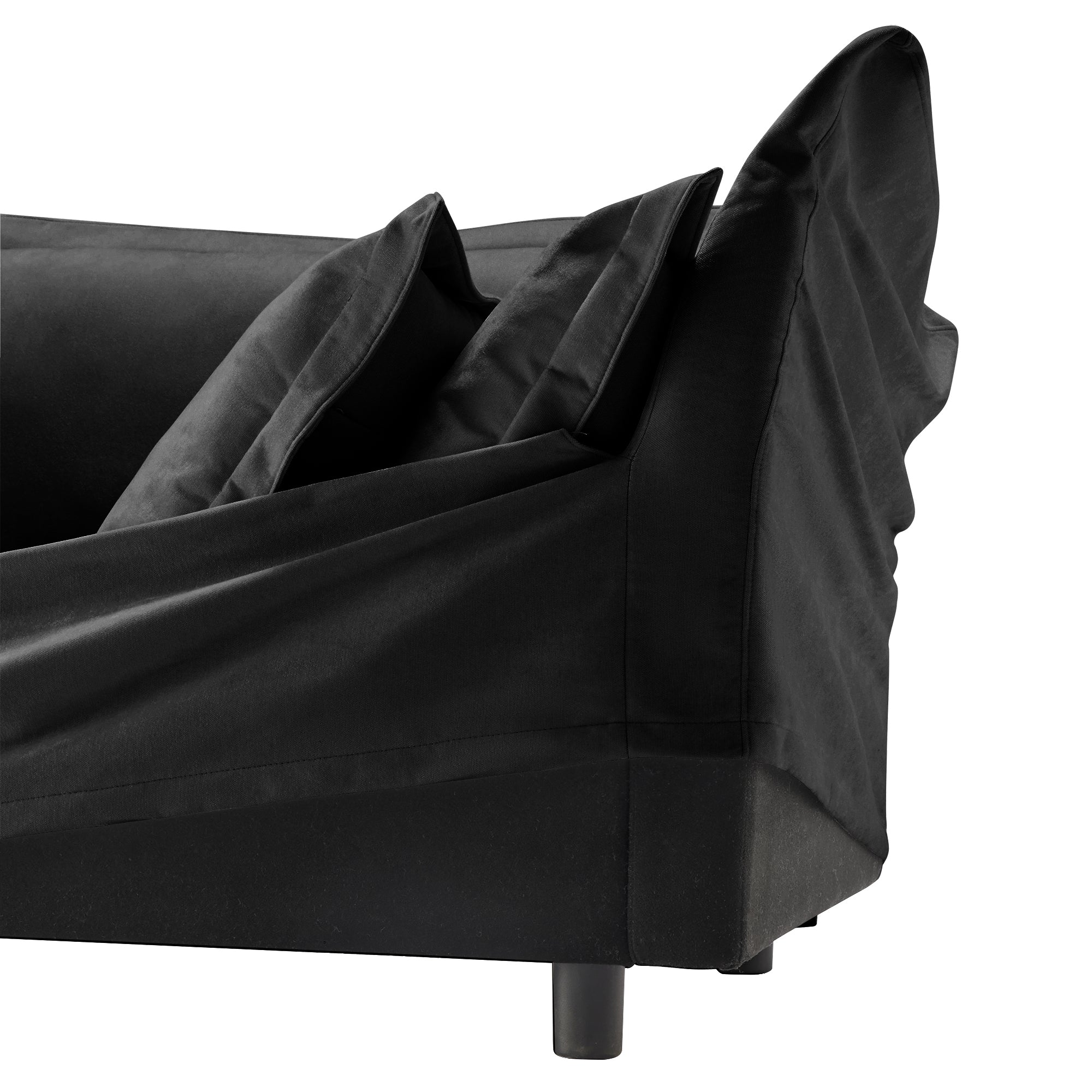 Fluffy Ottoman in Chenille Black #Fabric_Chenille Black