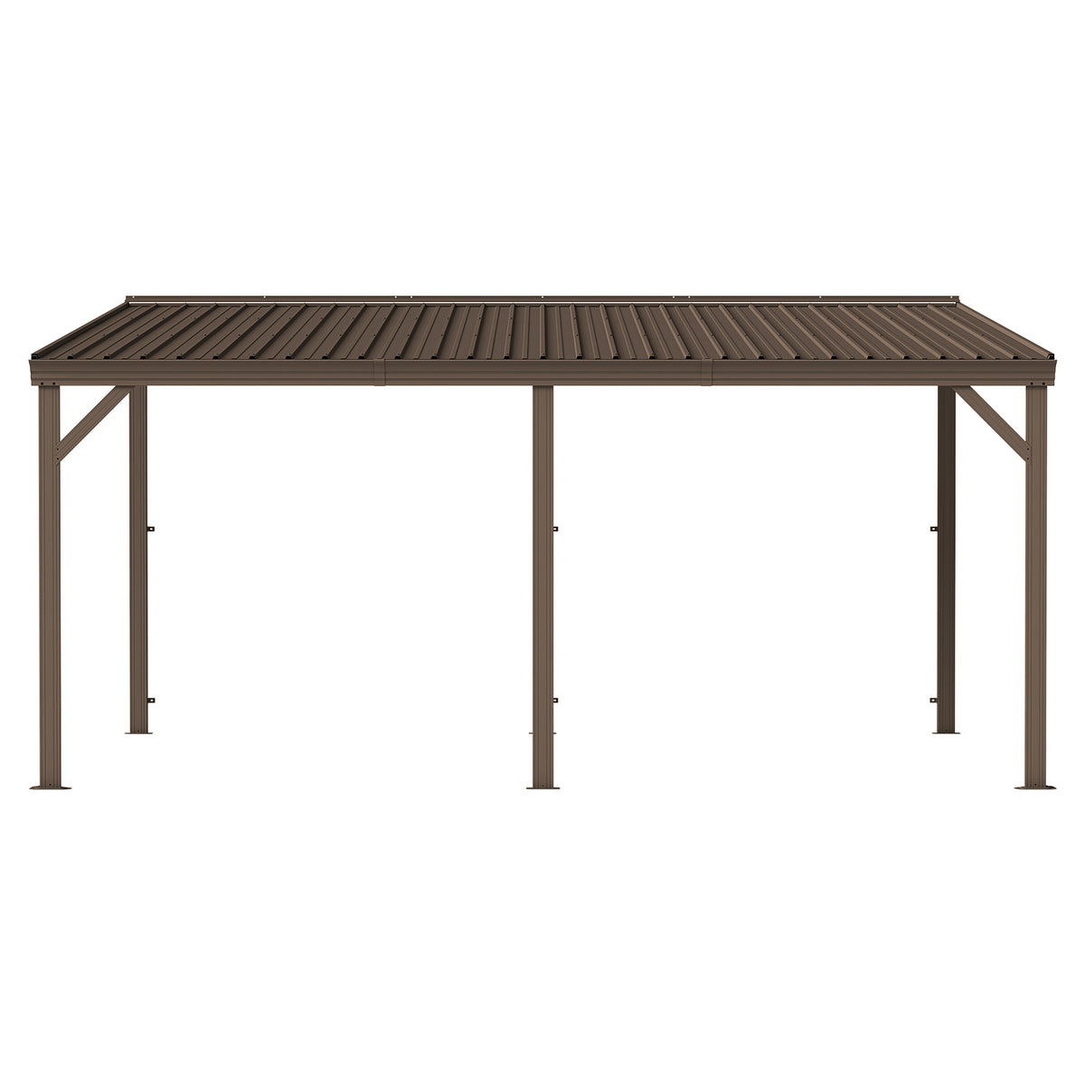 12x16 ft Brown Metal Lean-To Hardtop Gazebo
