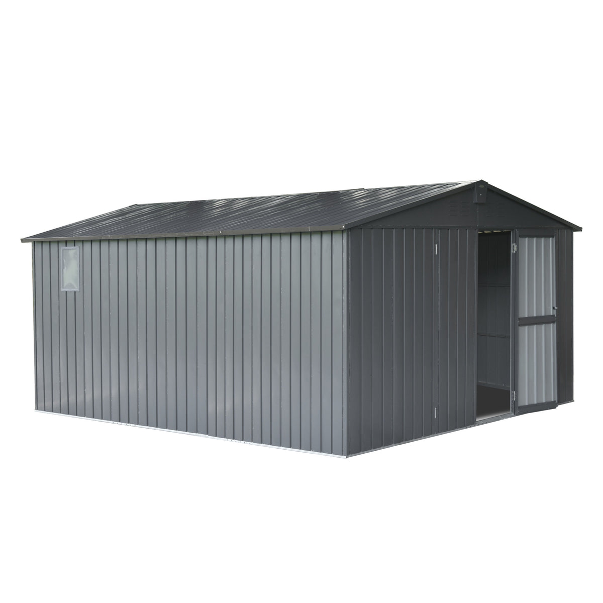 11x12.5 ft Dark Gray Metal Storage Shed with Window