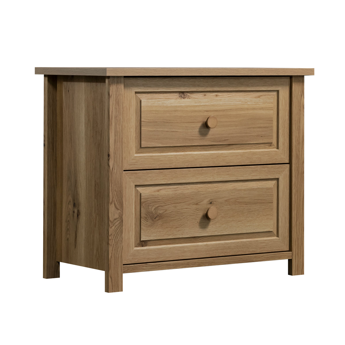 Farmhouse File Cabinet, 2 Drawers, Locking, 35.3 in, Oak