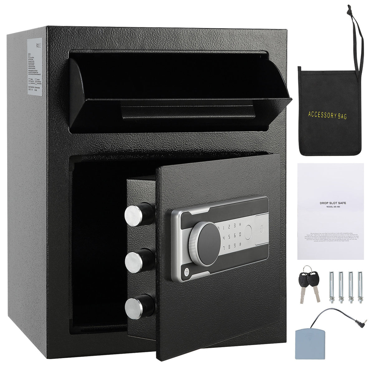 Metal Office Safe, 17.7 in Tall, Black