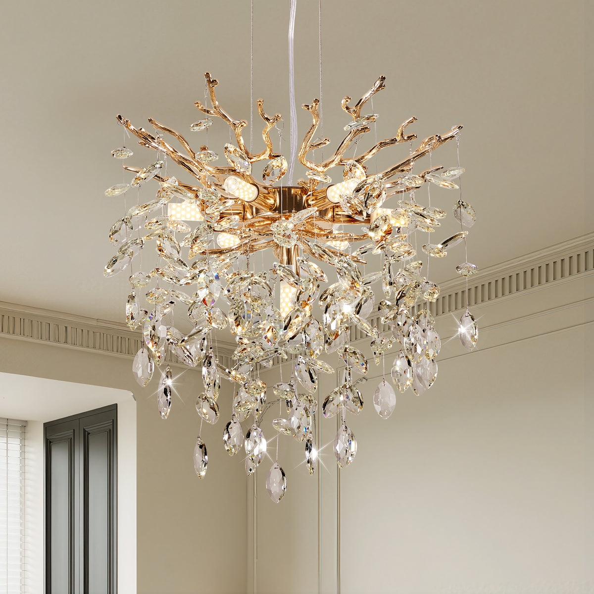 Modern K9 Crystal 7-Light Chandelier, 18 in