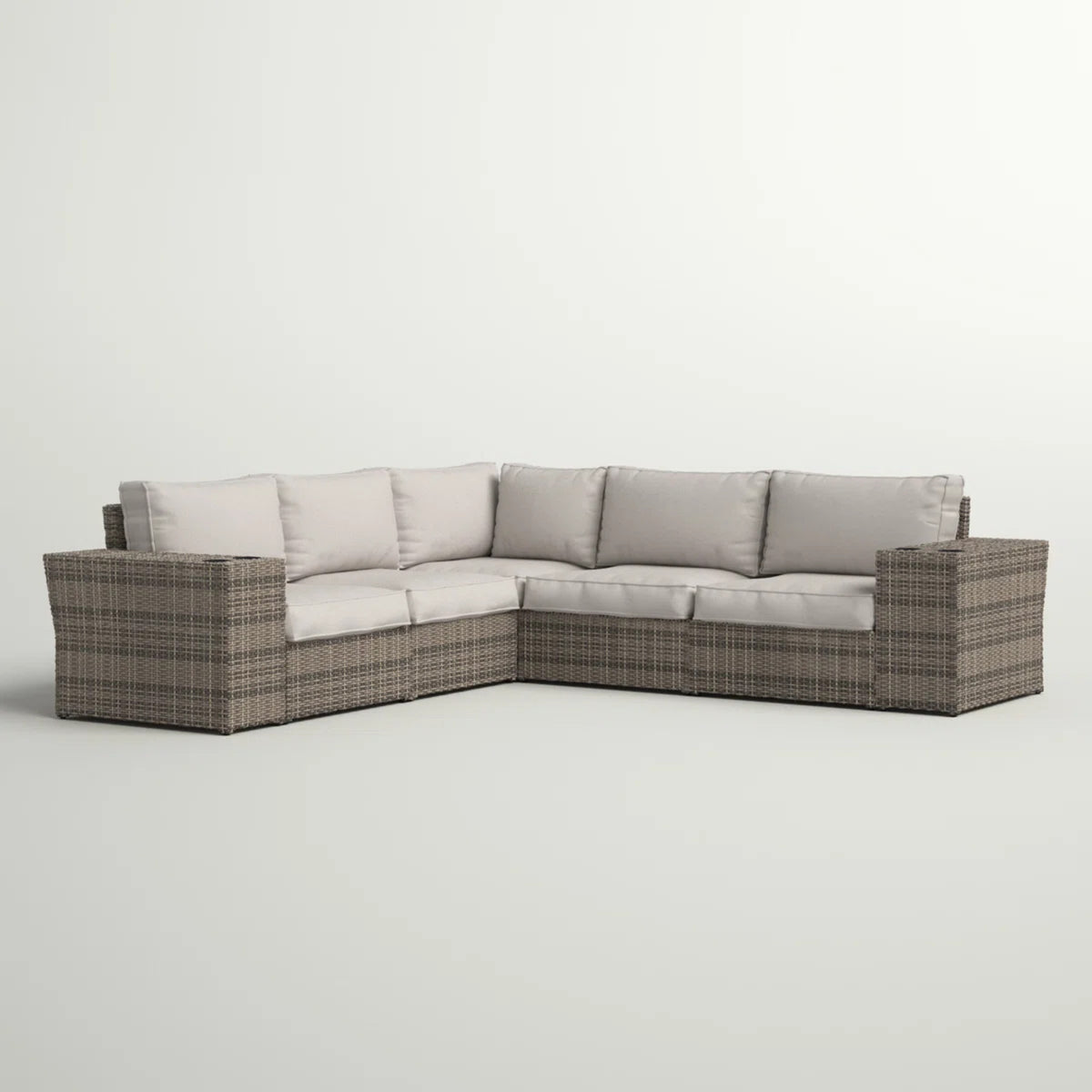 Wicker Outdoor Sectional with Cushions, 102 in Wide