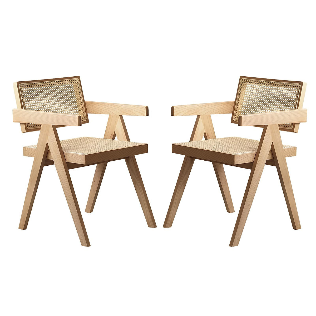 Natural Wood Outdoor Dining Chair, Set of 2