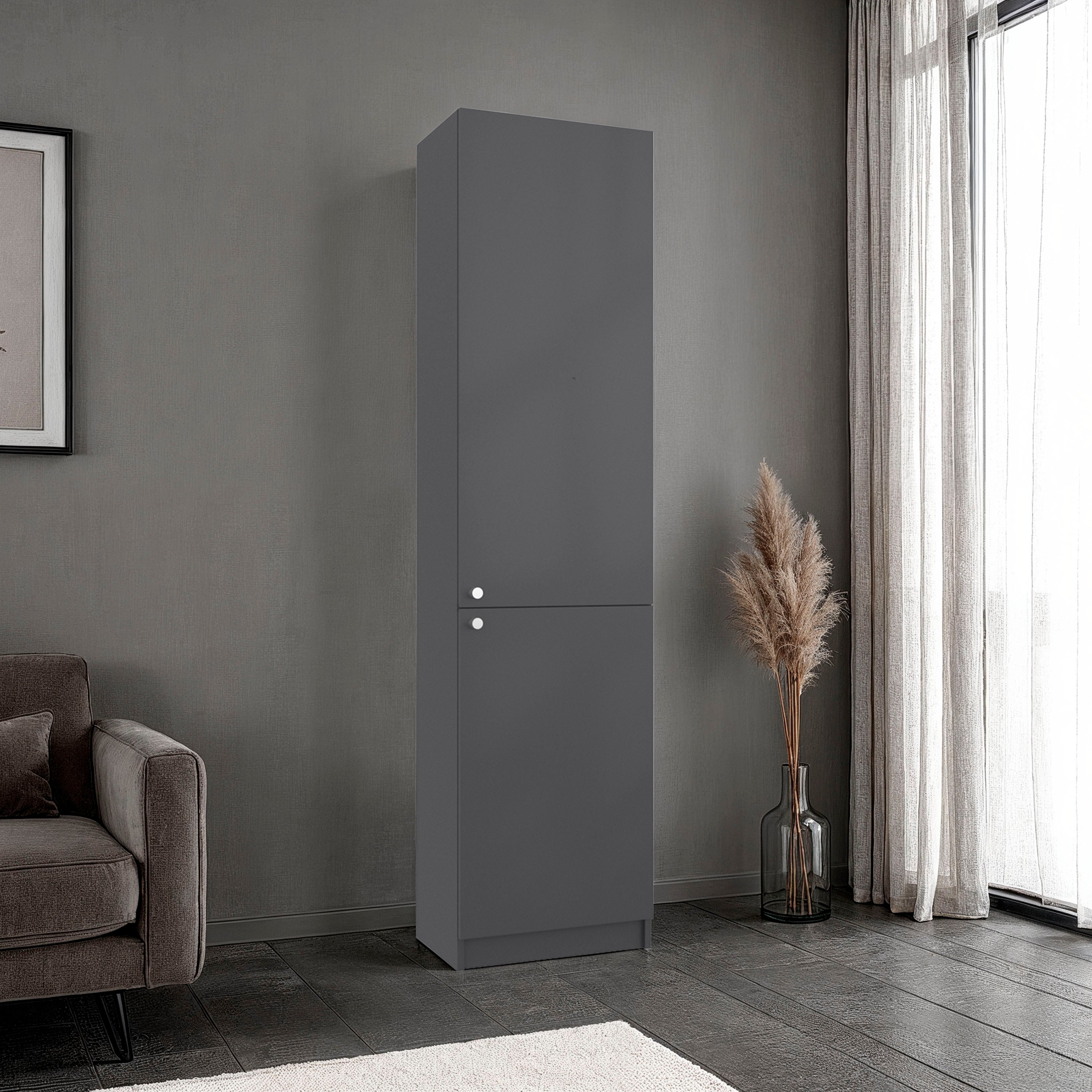 Minimalist Storage Cabinet, 71.1 in Tall, Dark Gray