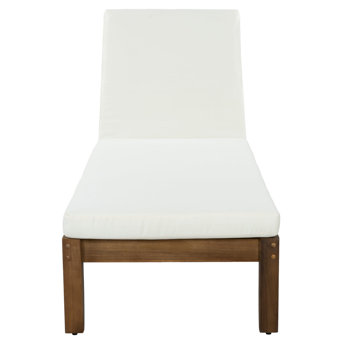 Walnut Finish Solid Wood Outdoor Chaise Lounge with Cushions