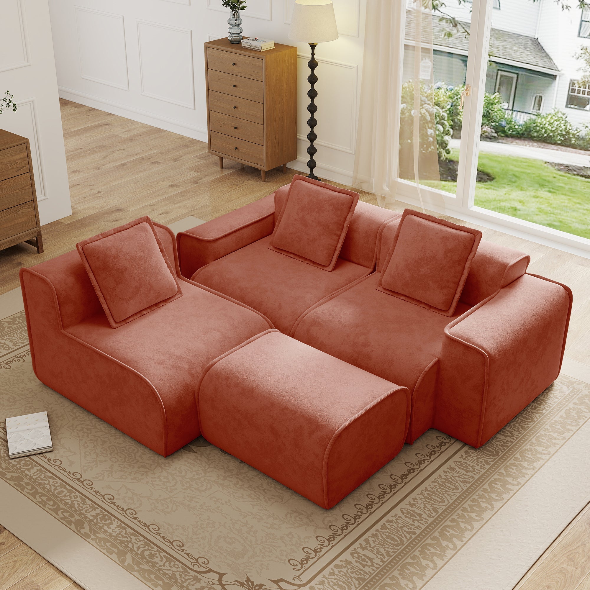 Seneca 3-Seat Boneless Couch in Terracotta #OttOnly_1 #Color_Terracotta