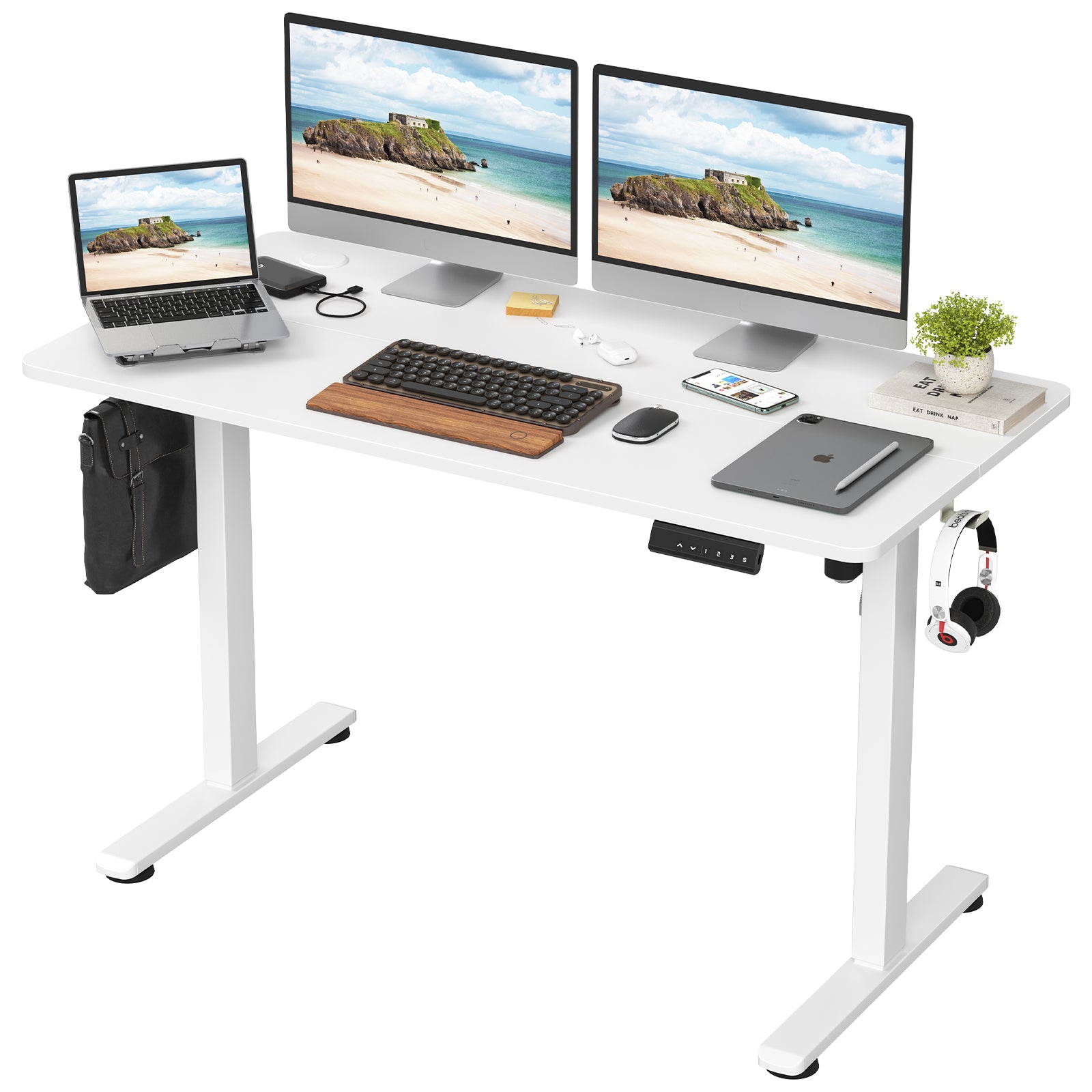 Standing Desk, 4 Memory Presets, 48.4 in, White