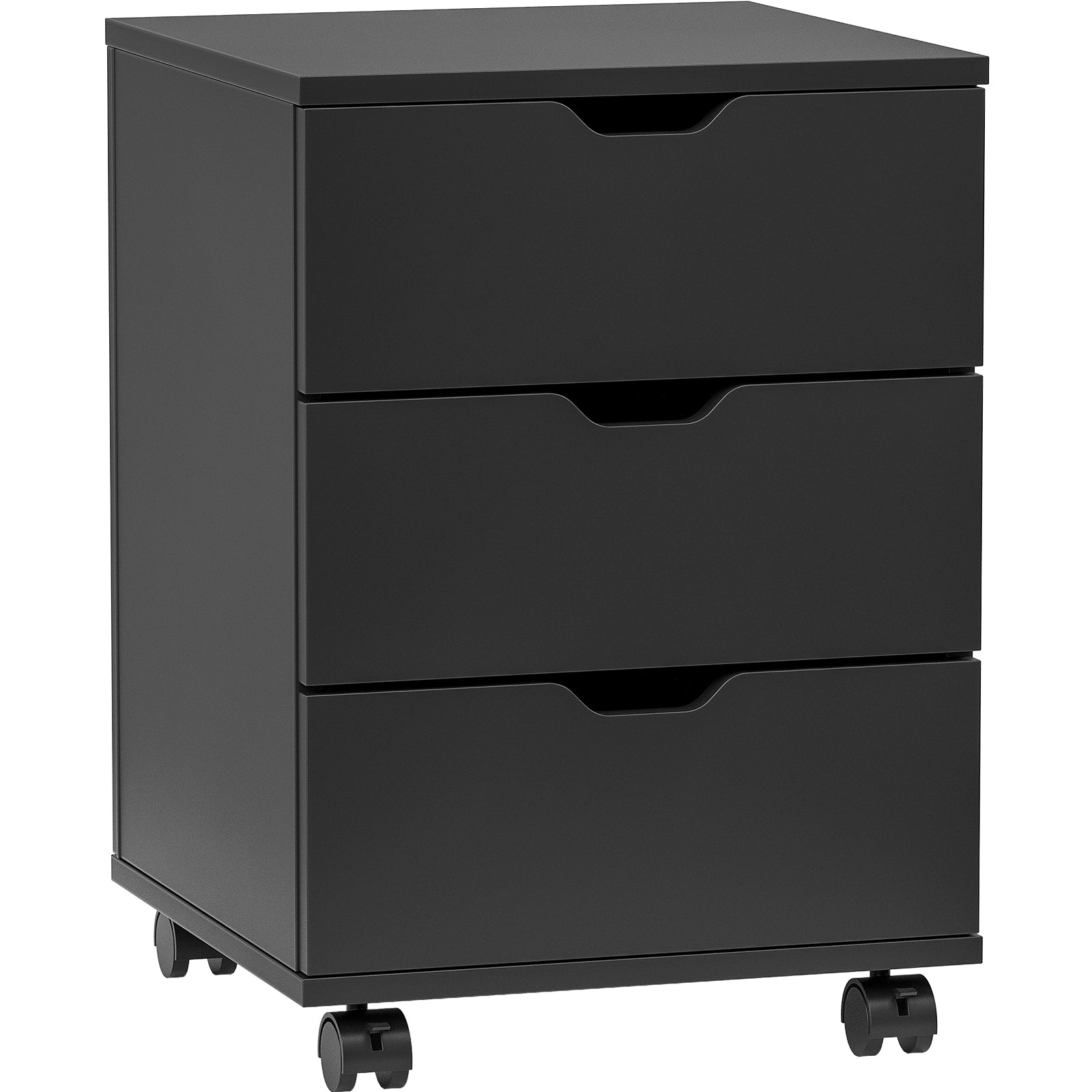 File Cabinet, 3 Drawers, 22.2 in Tall, Black