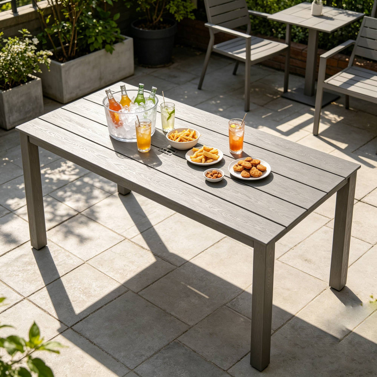 Gray Outdoor Dining Table, 68.9 in Wide