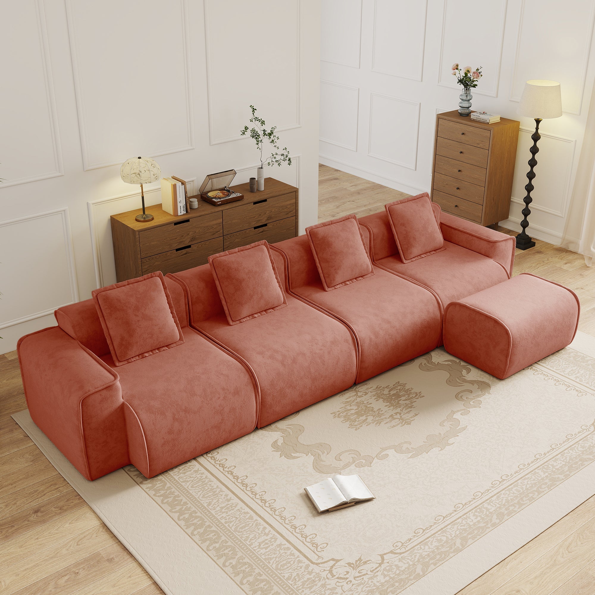 Seneca 4-Seat Boneless Couch in Terracotta #OttOnly_1 #Color_Terracotta