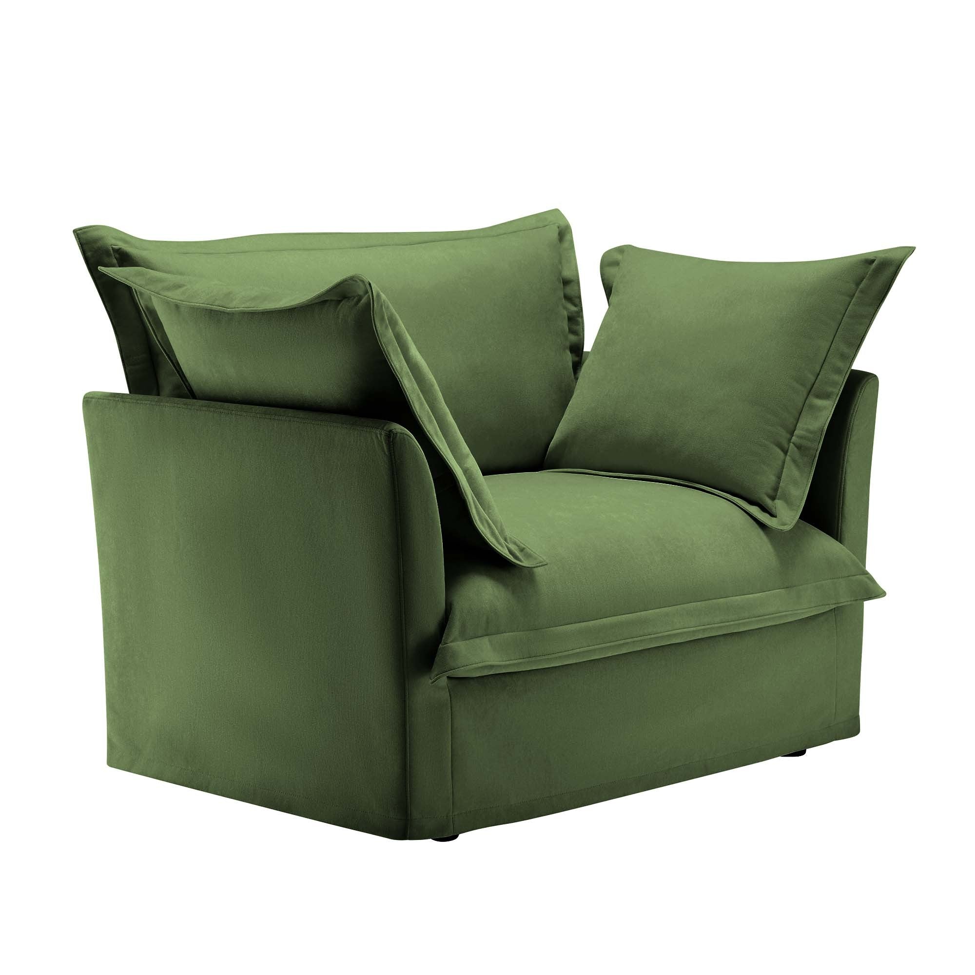 Fluffy Lounge Chair in Chenille Olive #Fabric_Chenille Olive