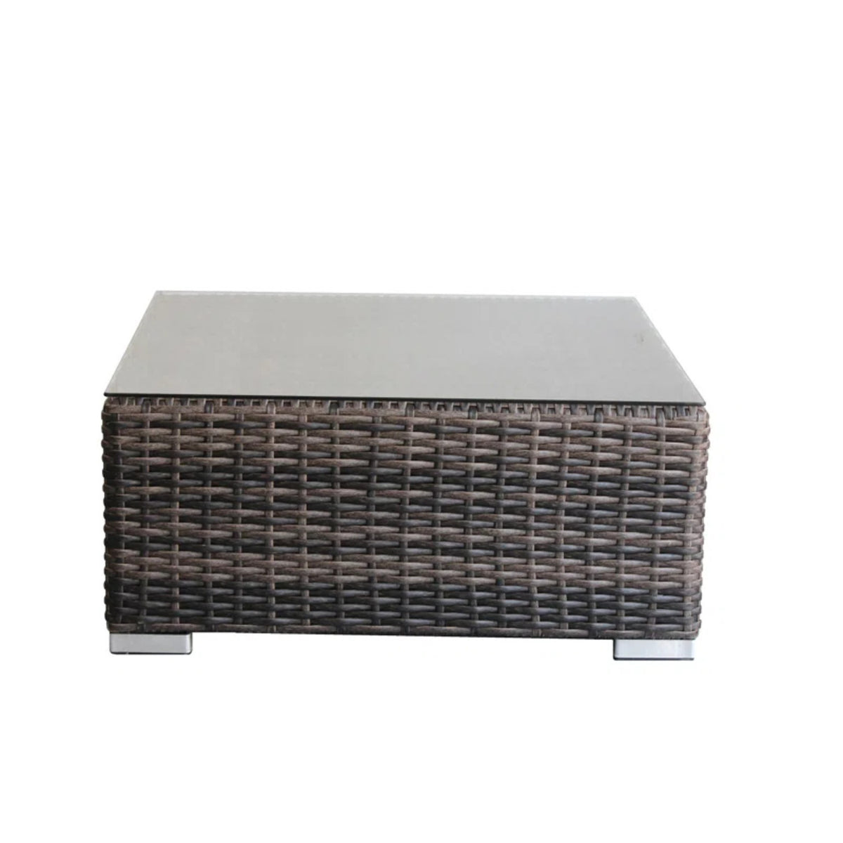 Brown Aluminum Square Outdoor Coffee Table, 28 in Wide