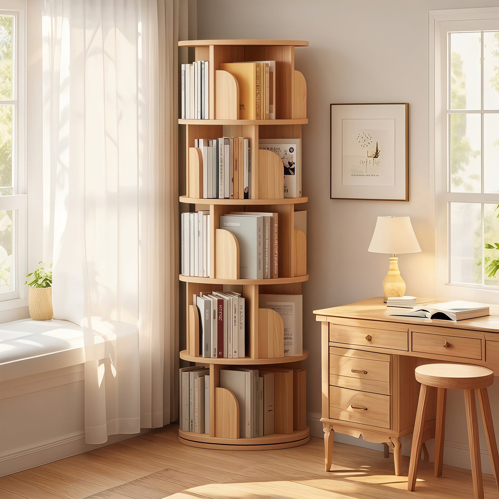 Bookshelf, 5 Shelves, 61.8 in Tall, Nature