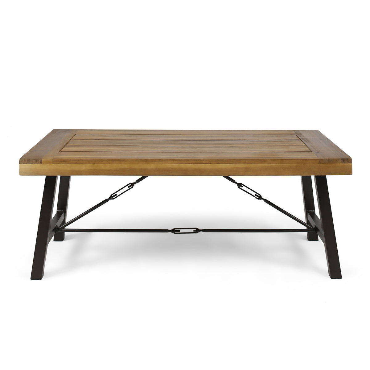 Brown Solid Wood Outdoor Coffee Table, 45.8 in Wide